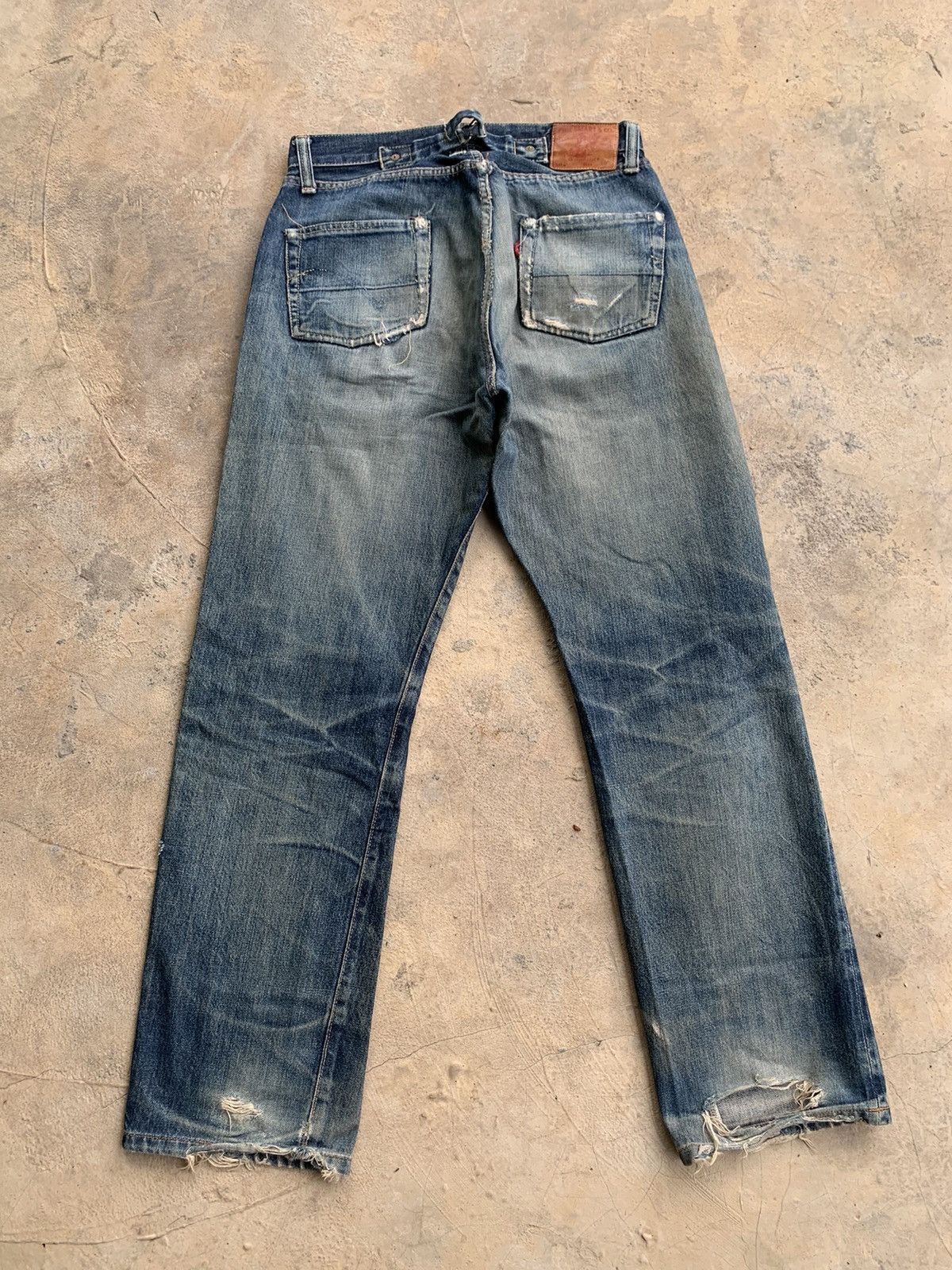 Vintage Phil Smart Buckle Back Selvedge Distressed Denim