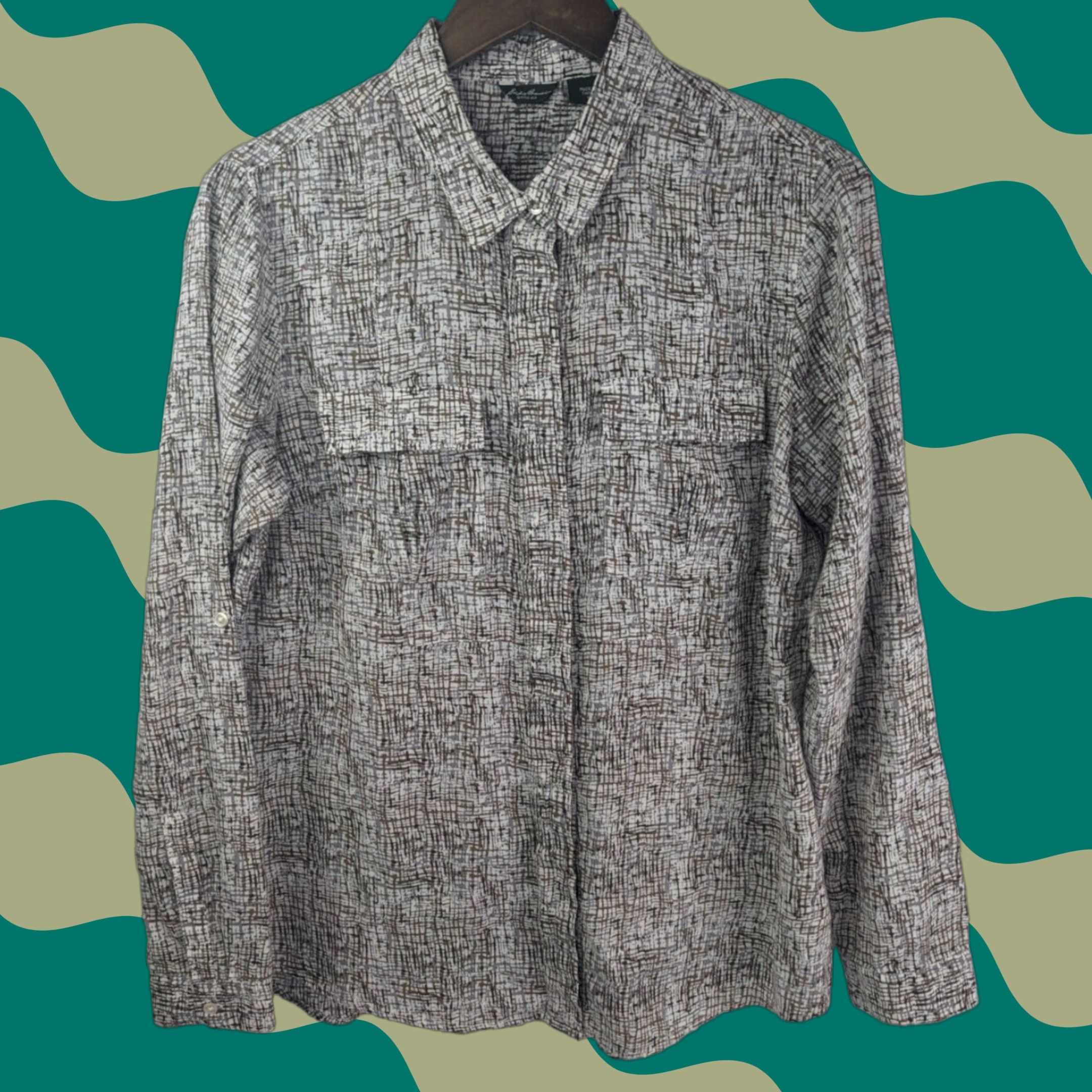 Eddie Bauer Eddie Bauer Button Up Tweed Pattern Lightweight L/S Roll Tab Shirt Women's Large Size L / US 10 / IT 46 - 1 Thumbnail