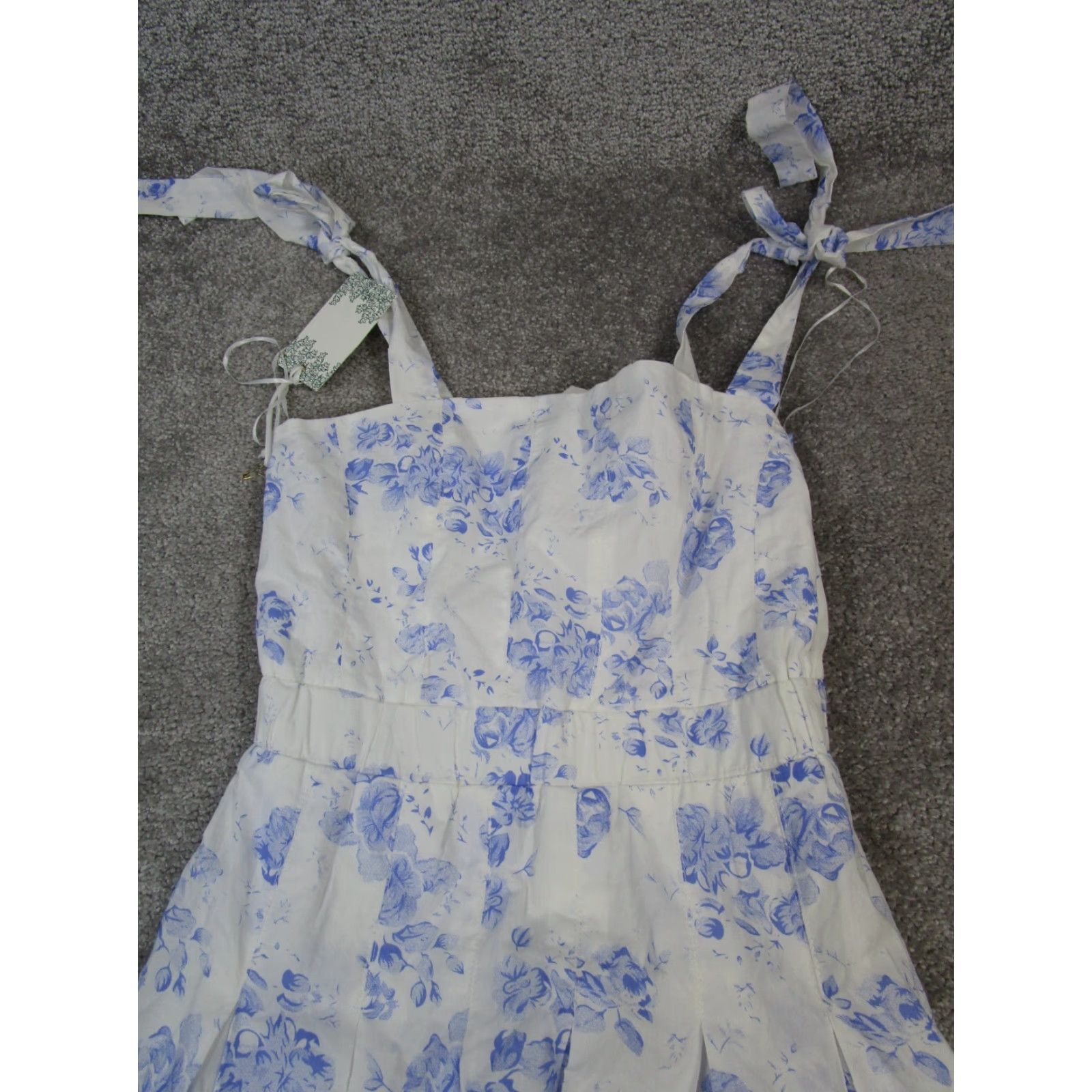 Vintage Hyacinth House Dress Womens Xxs White Blie Floral Cotton Blouson Size XXS / US 00 / IT 34 - 2 Thumbnail