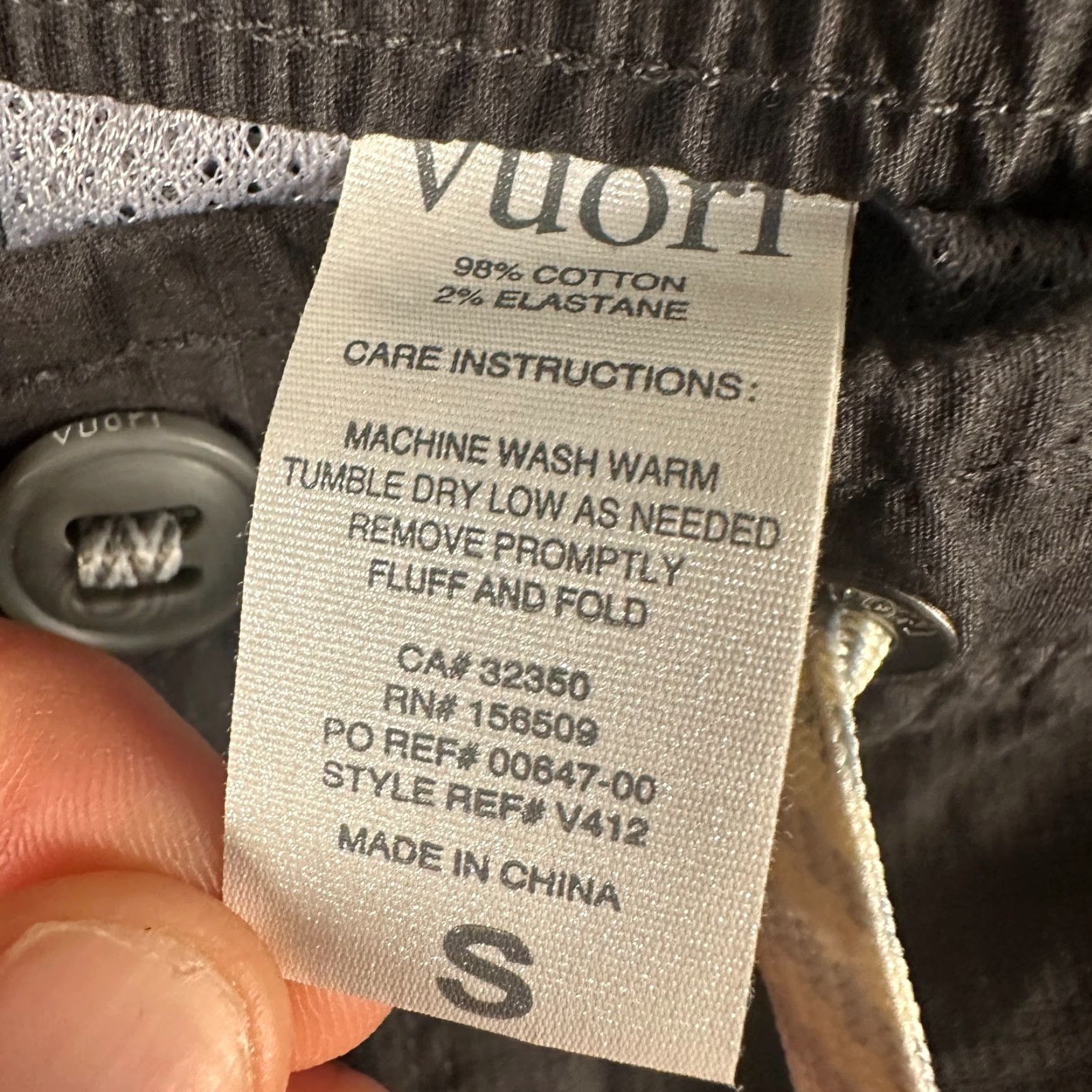 Vuori Pants Mens Small Gray Ripstop Climber Cargo Organic Cotton Blend Pants Slim Chino Regular Fit Pockets Logo Gray Mens