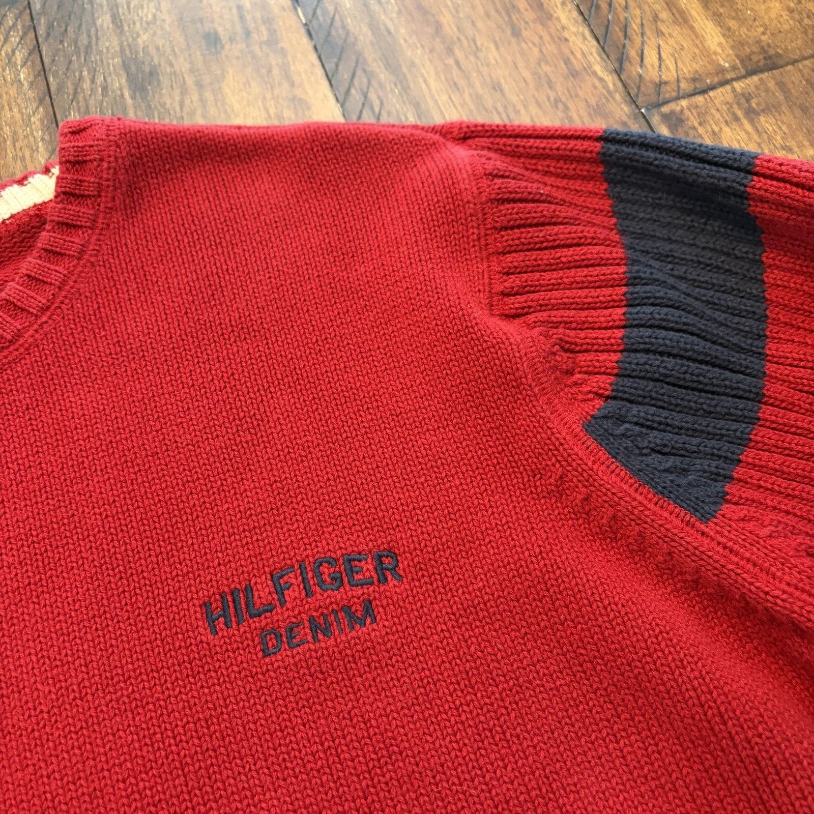 Tommy Jeans Vtg Tommy Jeans Sweater Mens Large Red Hilfiger Pullover Y2K Size US L / EU 52-54 / 3 - 5 Thumbnail