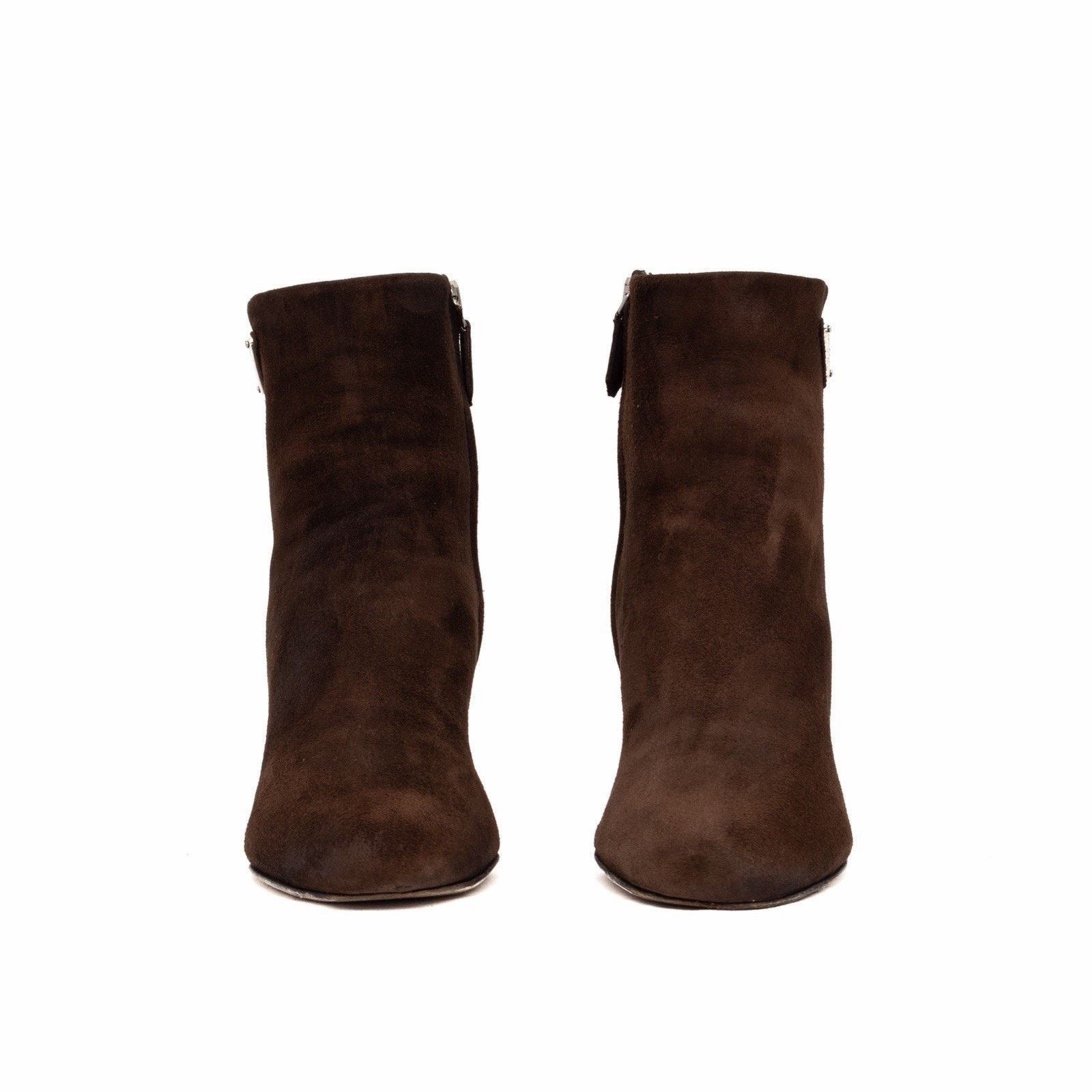 Prada 1.6k.$ Prada Brown Suede Ankle Side Zip Triangle Logo Boots Size US 5 / IT 35 - 8 Thumbnail