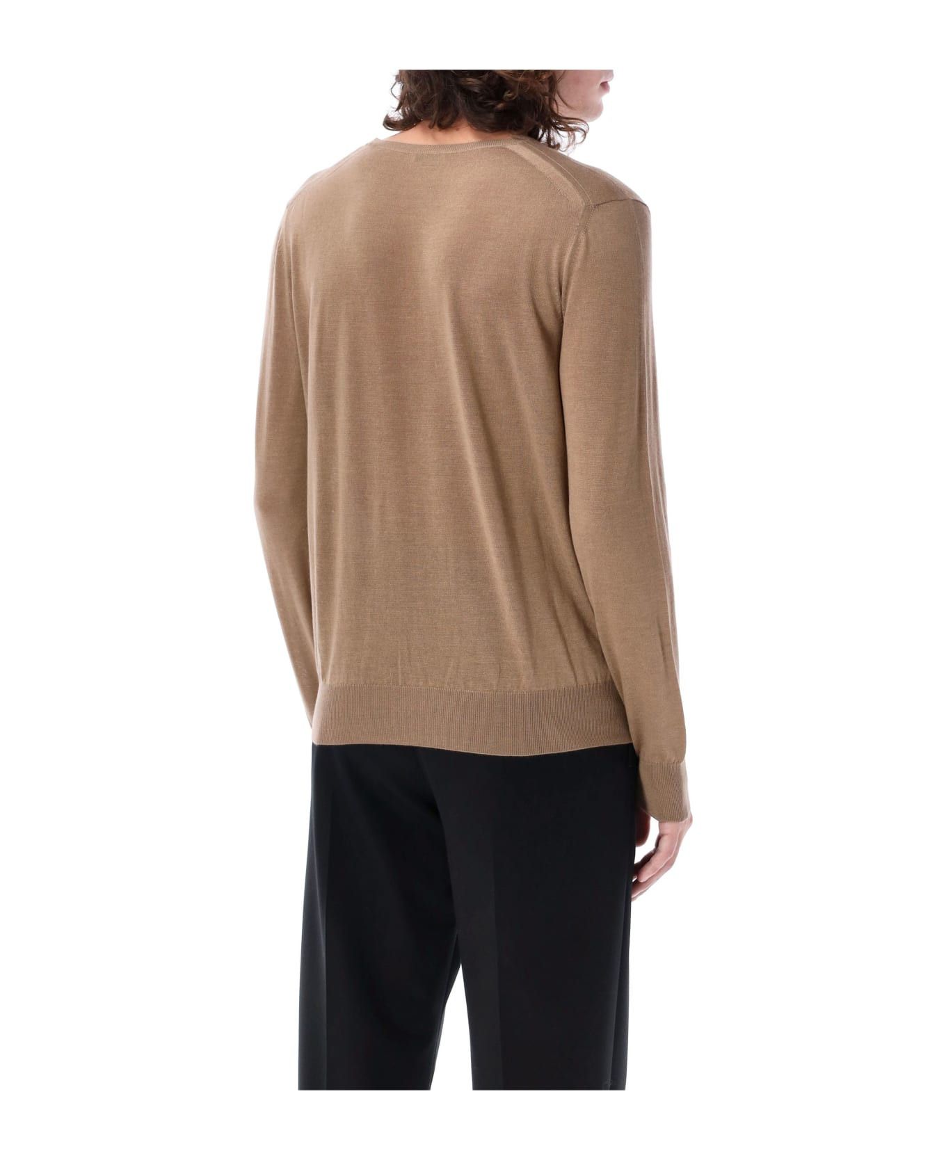 Saint Laurent Paris oc11z0126 761462 Sweater in Cashmere, Wool and Silk in Beige Size US M / EU 48-50 / 2 - 2 Thumbnail