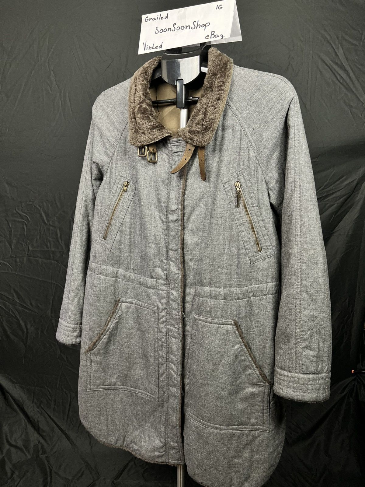 Brunello Cucinelli Brunello Cucinelli RRP 6000 € Parka Coat Grey Faux Fur Colla Size L / US 10 / IT 46 - 1 Thumbnail