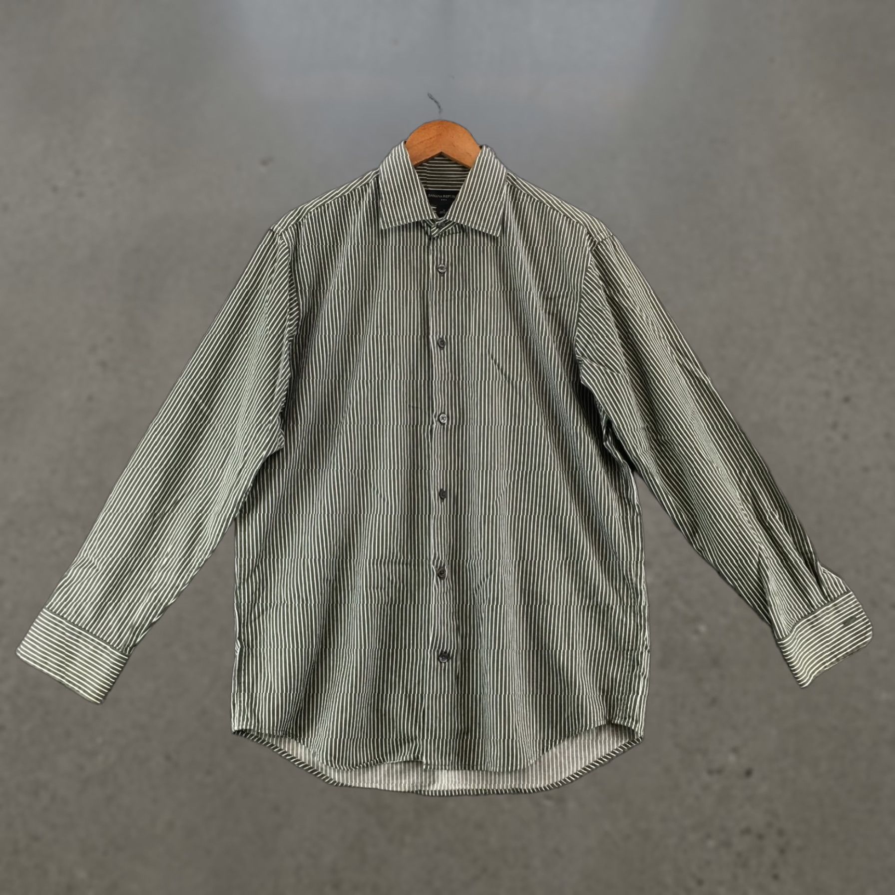 Banana Republic Banana Republic Button-Up Shirt Mens M Green Cotton Pinstripe Collared Long Sleeve Shirt Size US M / EU 48-50 / 2 - 1 Thumbnail