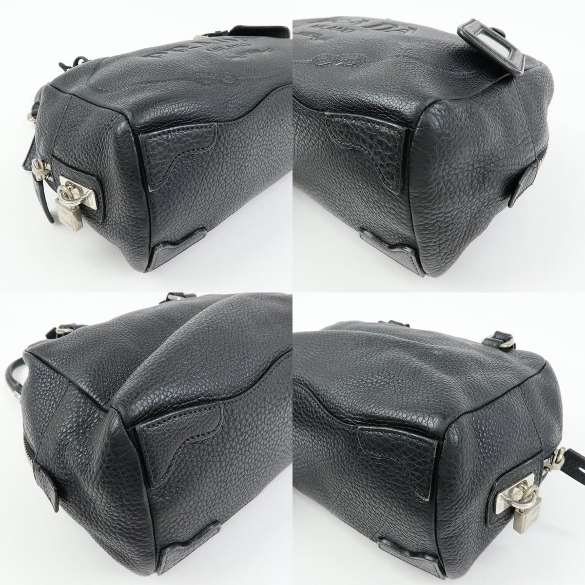 Prada Prada Logo Embossed Leather Mini Duffle Shoulder Bag Black Size ONE SIZE - 5 Thumbnail
