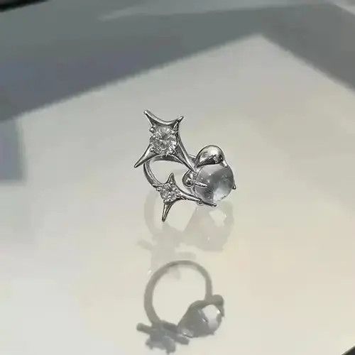 Other Opal Ring Zircon Star Irregular Moonstone Vintage Geometric Size ONE SIZE - 4 Thumbnail