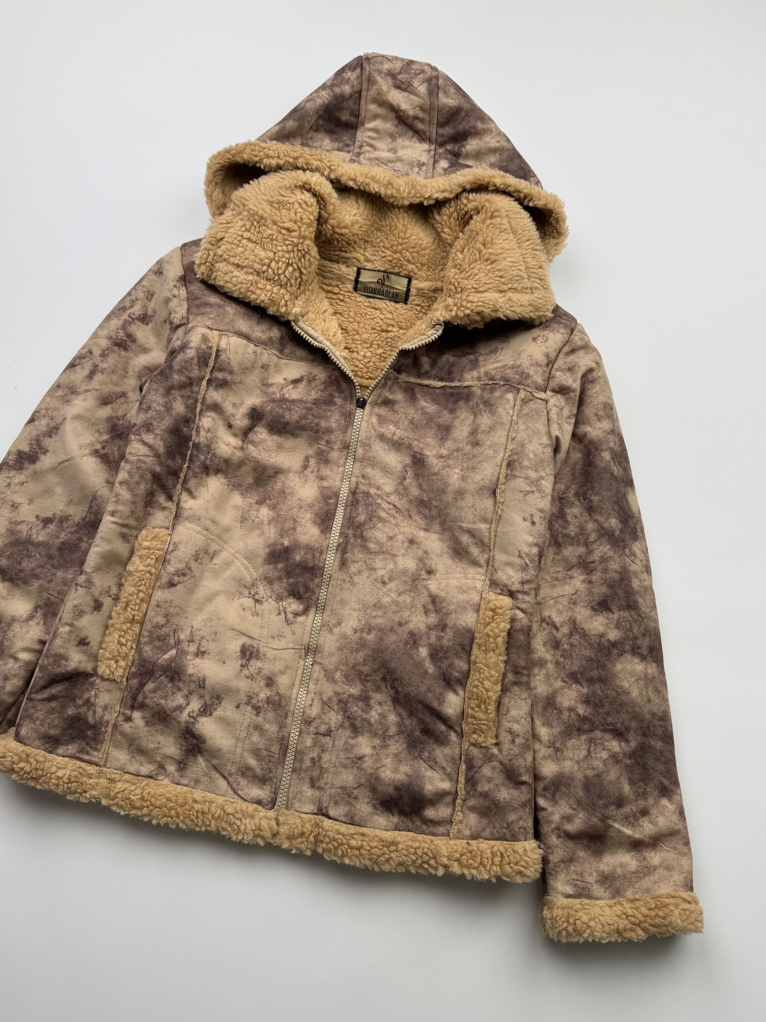 Japanese Brand Vintage Faux Sheepskin Faded Hooded Jacket B388(V48)E2 Size S / US 4 / IT 40 - 3 Thumbnail