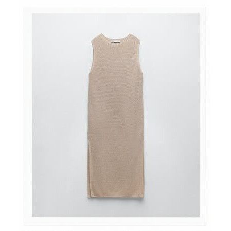 Zara Zara Metallic Sand Knit Sleeveless Midi Dress Size M / US 6-8 / IT 42-44 - 2 Thumbnail