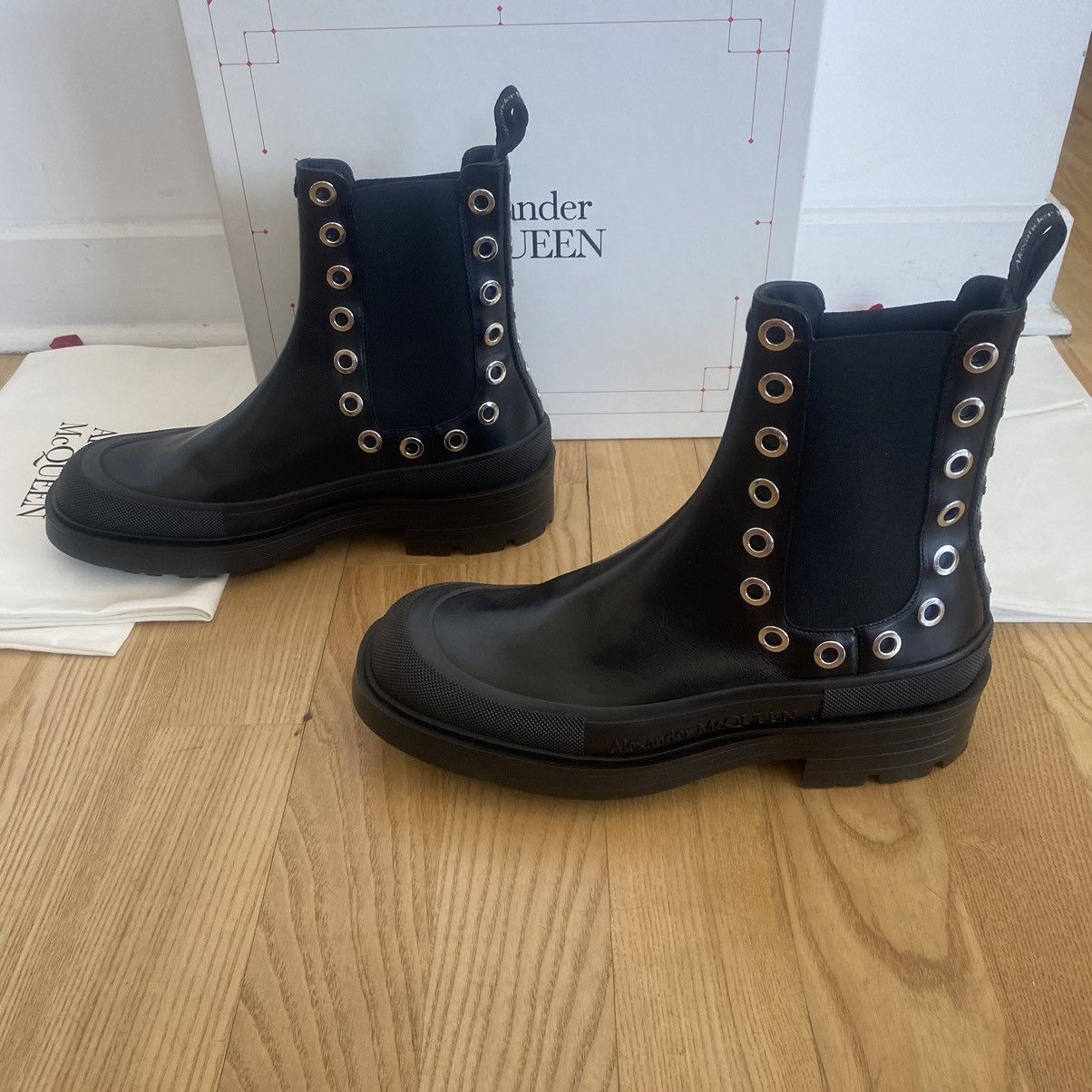 Alexander McQueen Alexander McQueen Studded Combat Chelsea Boots Moto 45 Size US 12 / EU 45 - 5 Thumbnail