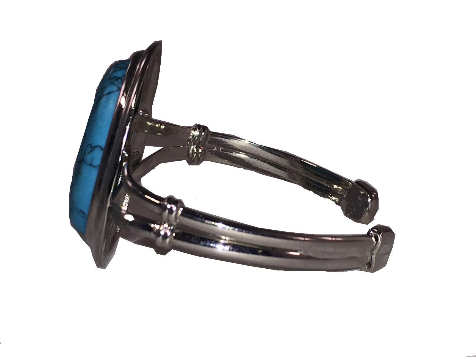Designer Massive Simulated Turquoise Silver Tone Costume Bracelet Size ONE SIZE - 2 Thumbnail