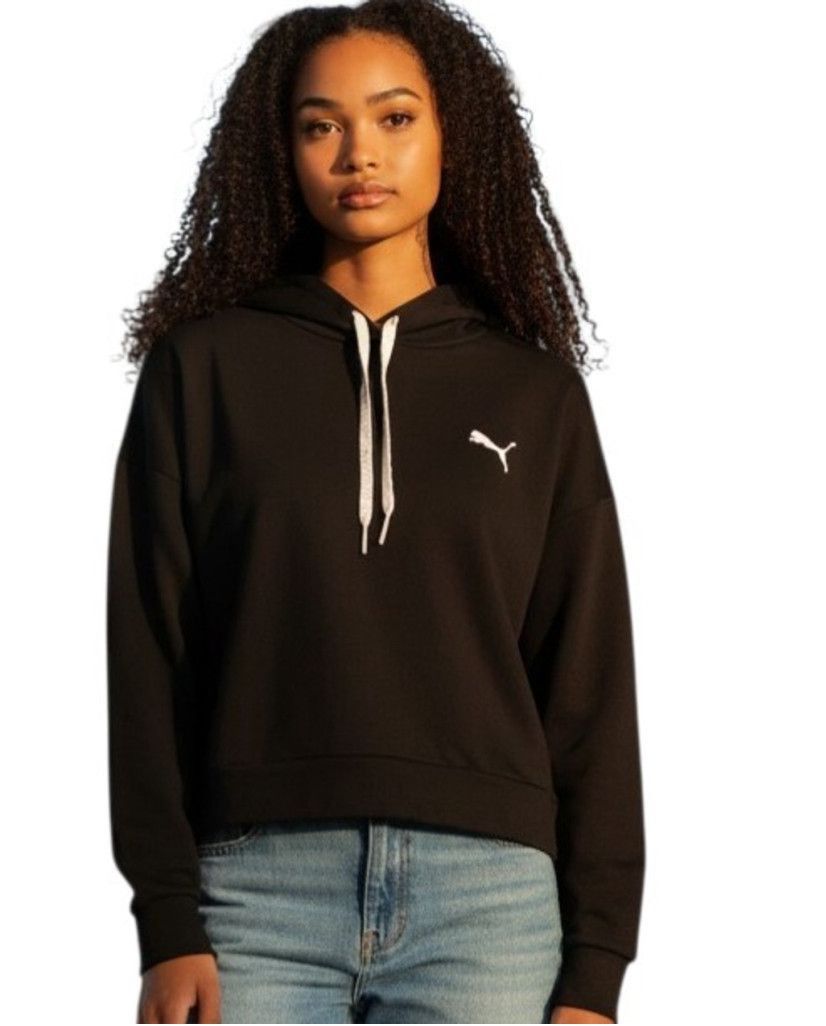 Puma Puma Women Black Cropped Pullover Hoodie Sweatshirt Medium Size M / US 6-8 / IT 42-44 - 1 Thumbnail