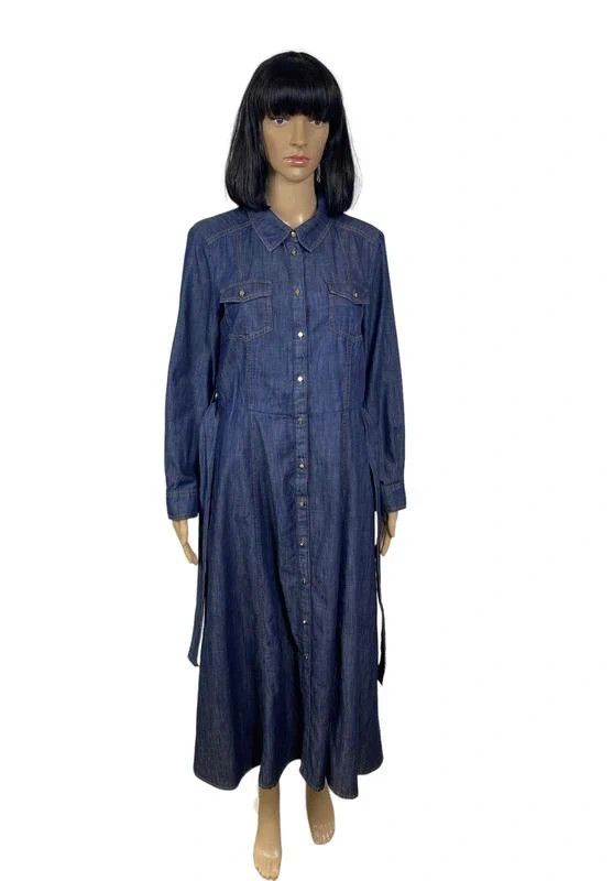 Other Iblues Denim Cotton Maxi Dress Belted size GB12 US8 Size S / US 4 / IT 40 - 2 Thumbnail