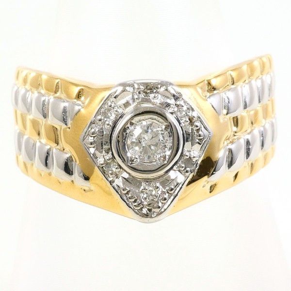 Luxuness Pt900 Platinum K18Yg Ring Diamond Jewelry Metal Ring in Silver, Women's