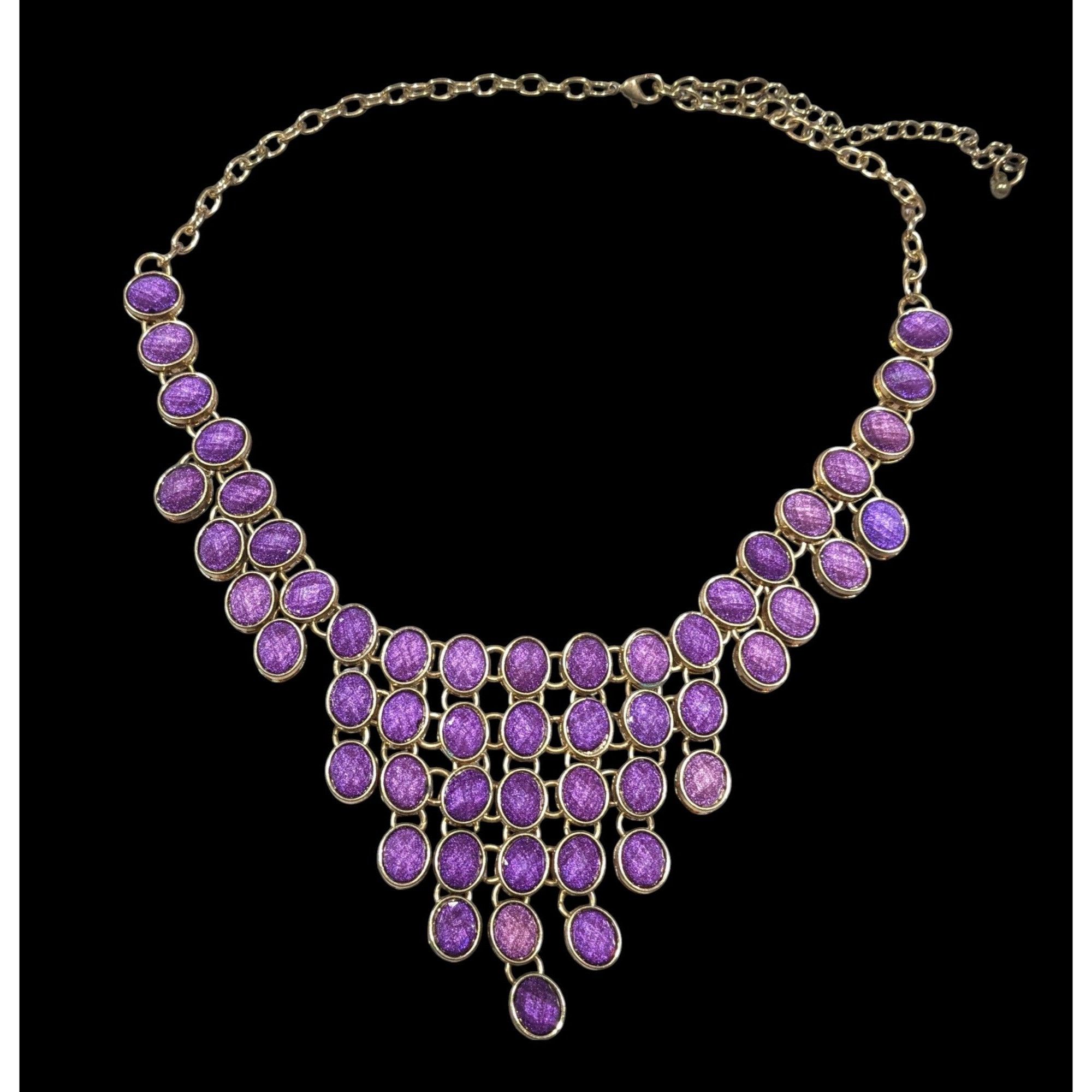 Other Vintage Regal Purple And Gold Tone Gemmed Bib Necklace Size ONE SIZE - 1 Thumbnail