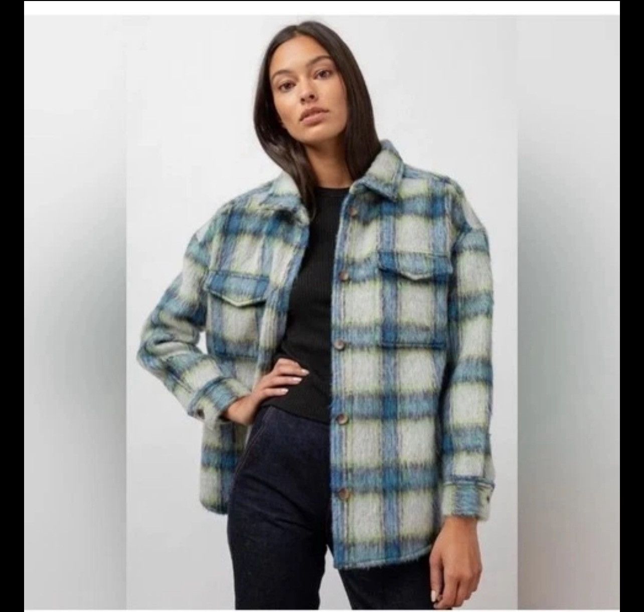 Rails Rails Turner Shacket Cobalt Lime Smoke Plaid Oversized Size M / US 6-8 / IT 42-44 - 1 Thumbnail