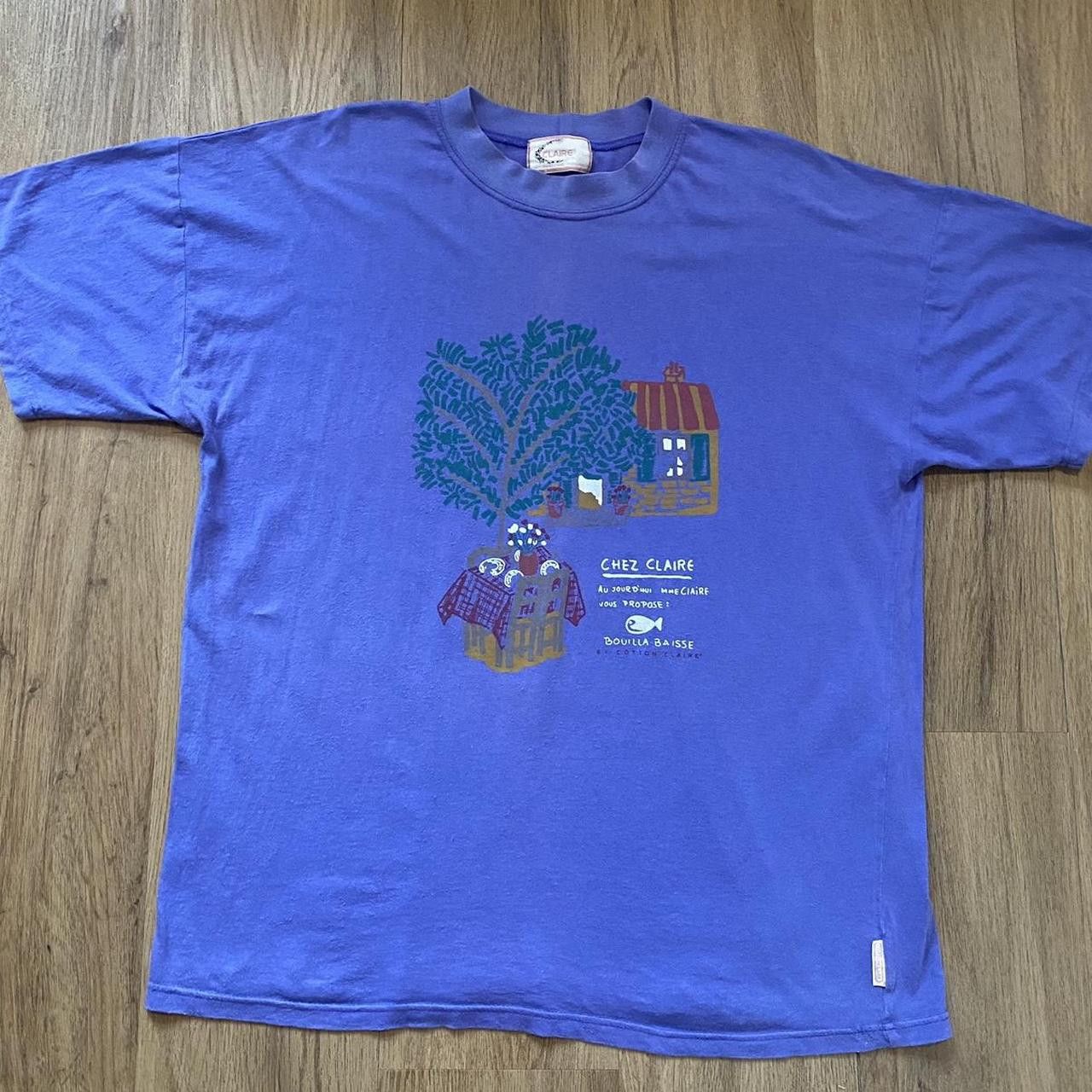 Other 90s Vintage Boxy purple Chez Claire T-shirt Size US L / EU 52-54 / 3 - 1 Thumbnail