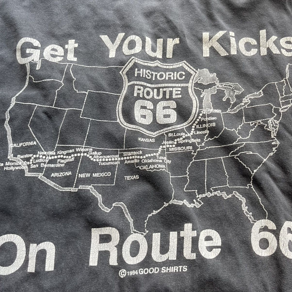 Rap Tees 💥Crazy Sunfaded Route 66 Backhit Get Your Kicks 1994 Size US L / EU 52-54 / 3 - 3 Thumbnail