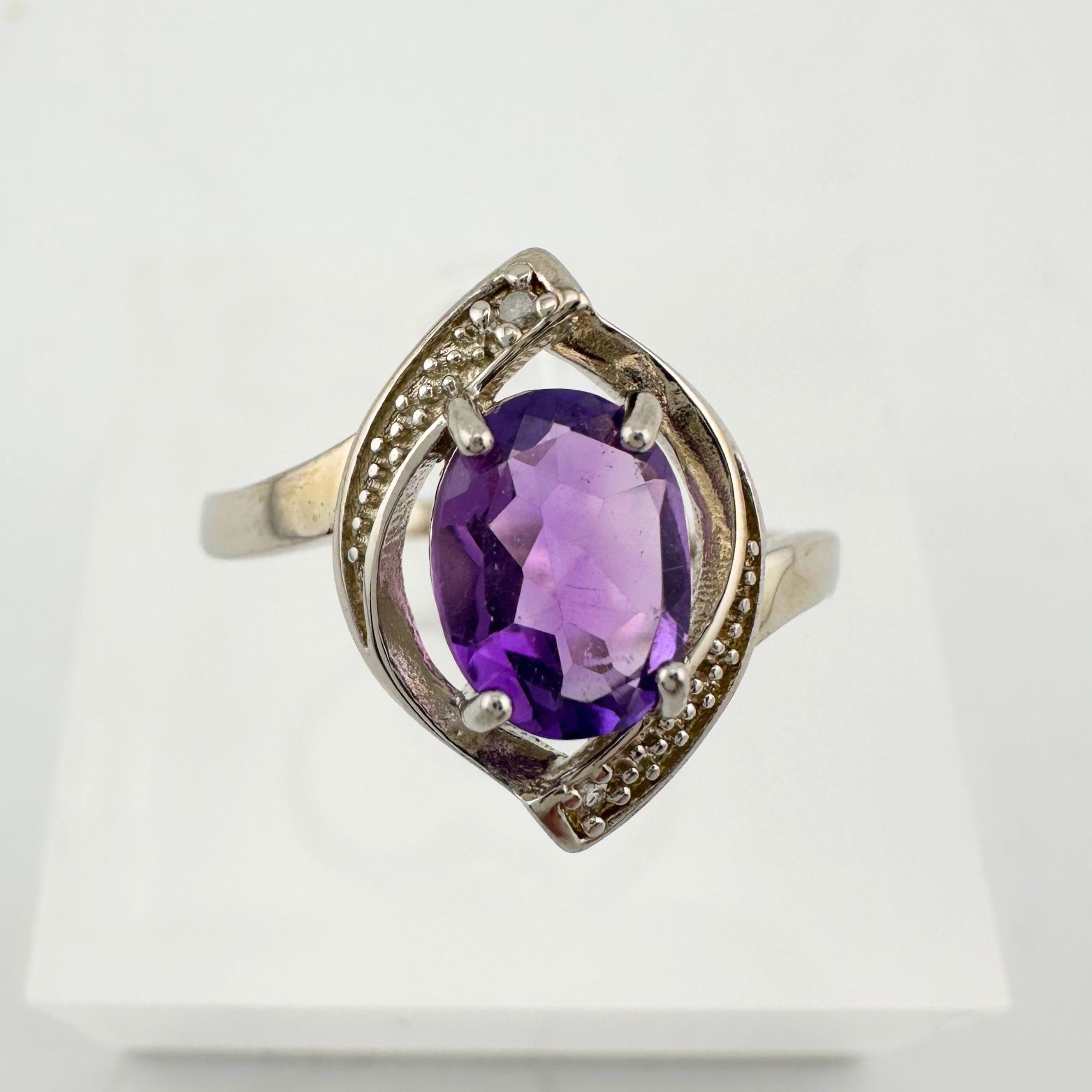 Other 1.11 Carat Amethyst Ring with Diamond Accent - Sterling Silv Size ONE SIZE - 3 Thumbnail