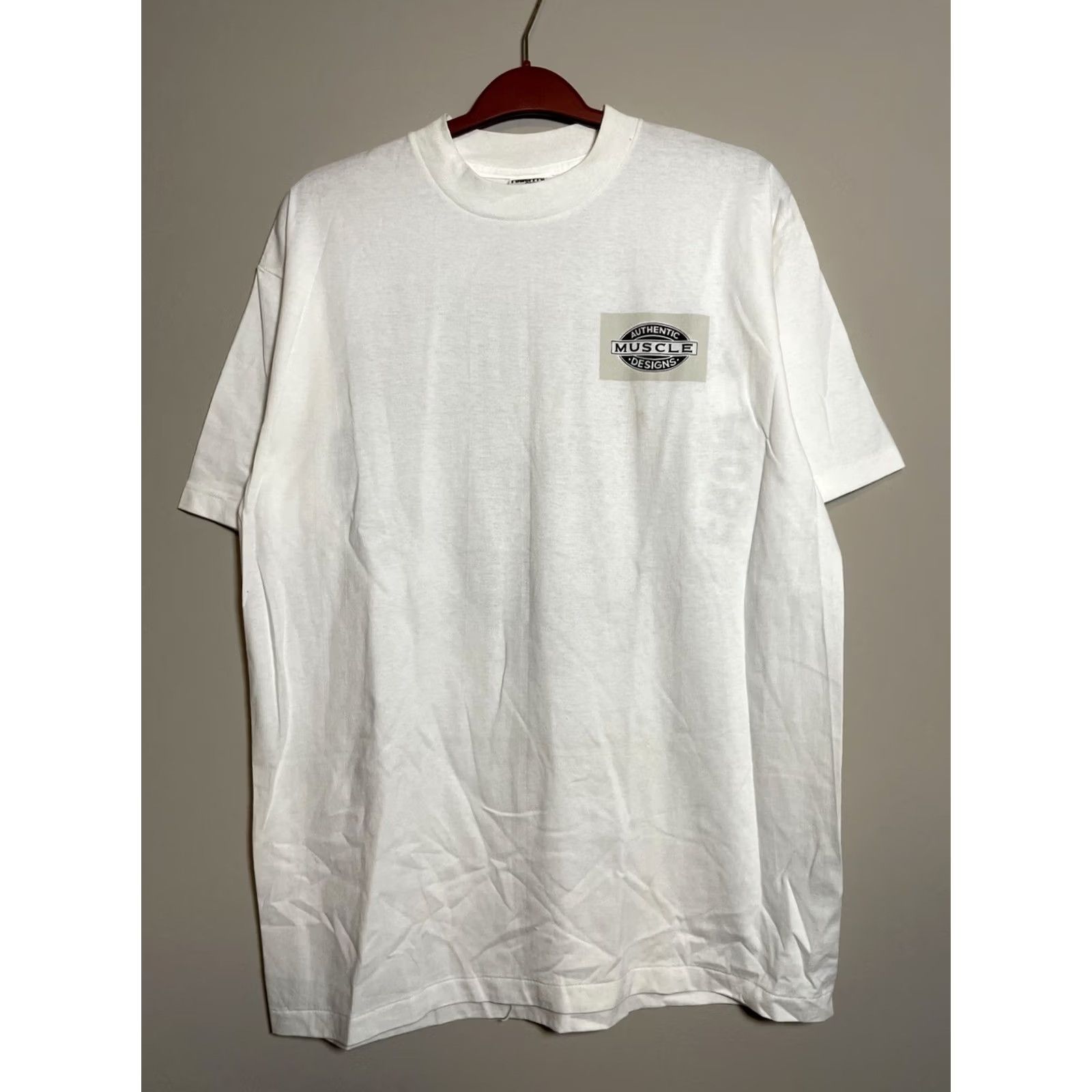 Vintage VINTAGE Oneita T-Shirt Wolf Crew Neck Short Sleeve XL White 90s Gym Bodybuilding All Seasons Regular Mens Size US XL / EU 56 / 4 - 4 Thumbnail
