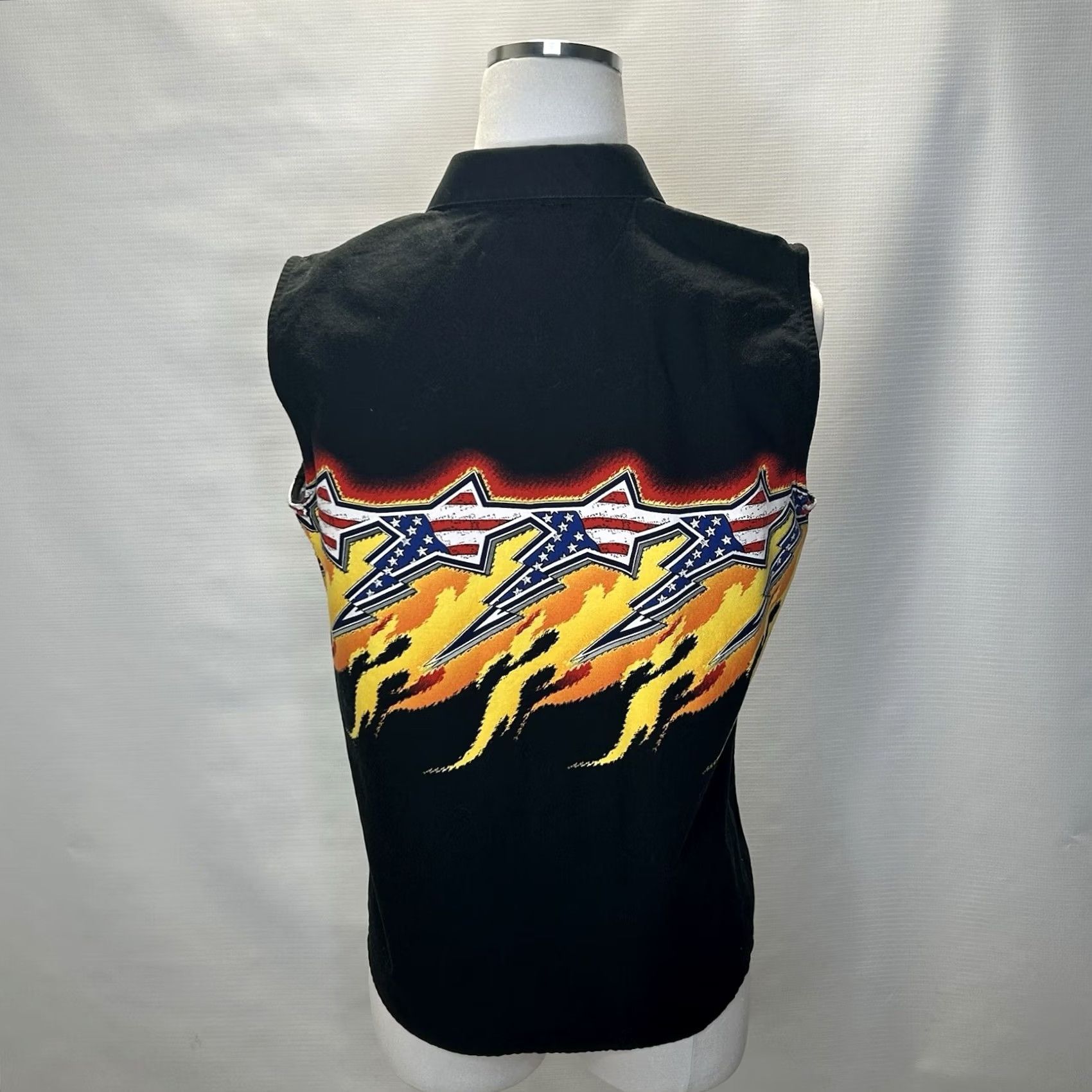 Vintage VINTAGE Panhandle Slim Vest Cowgirl Black USA Star Flames Sleeveless Medium Womens Size M / US 6-8 / IT 42-44 - 3 Thumbnail