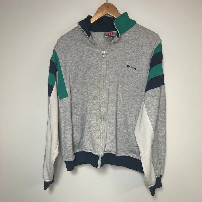 Wilsons Leather Vintage Wilson Full Zip Sweatshirt Tennis Jacket Y2K