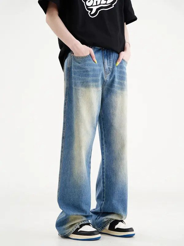 Japanese Brand VIBE Men's trendy high street washed loose distressed jeans Size US 32 / EU 48 - 5 Thumbnail