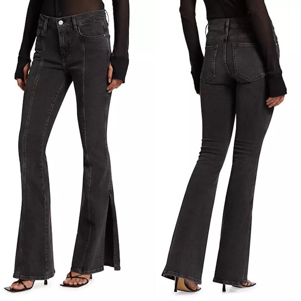 Frame NWT New $278 Frame Le High Flare Side-Slit Obsidian Jeans S Size 25" / US 0 / IT 36 - 2 Thumbnail