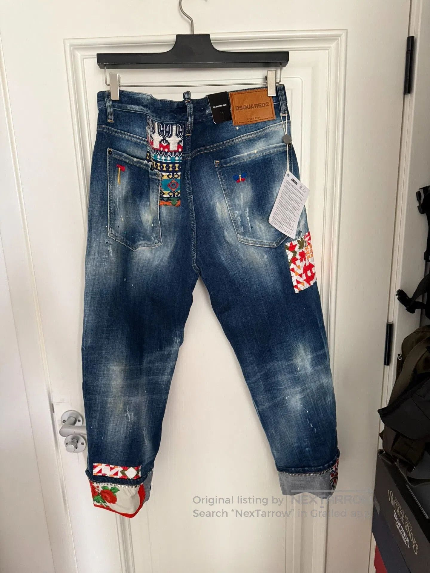 Dsquared2 Kogin Pants with Floral Stitching in Blue. Size US 34 / EU 50 - 2 Thumbnail