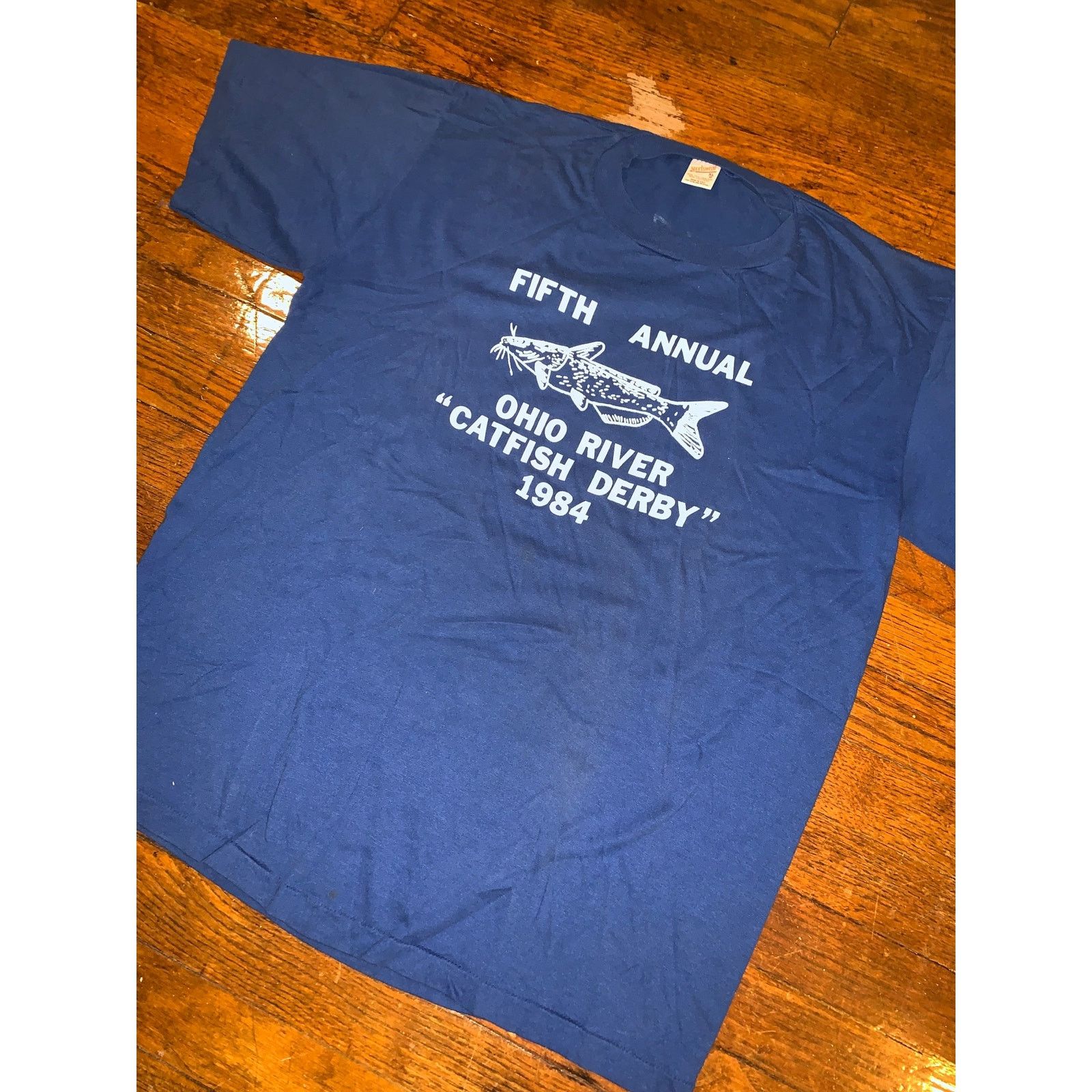 Other × Vintage Vintage 1984 Catfish Derby T Shirt XL Blue Single Stitch USA Size US L / EU 52-54 / 3 - 5 Thumbnail
