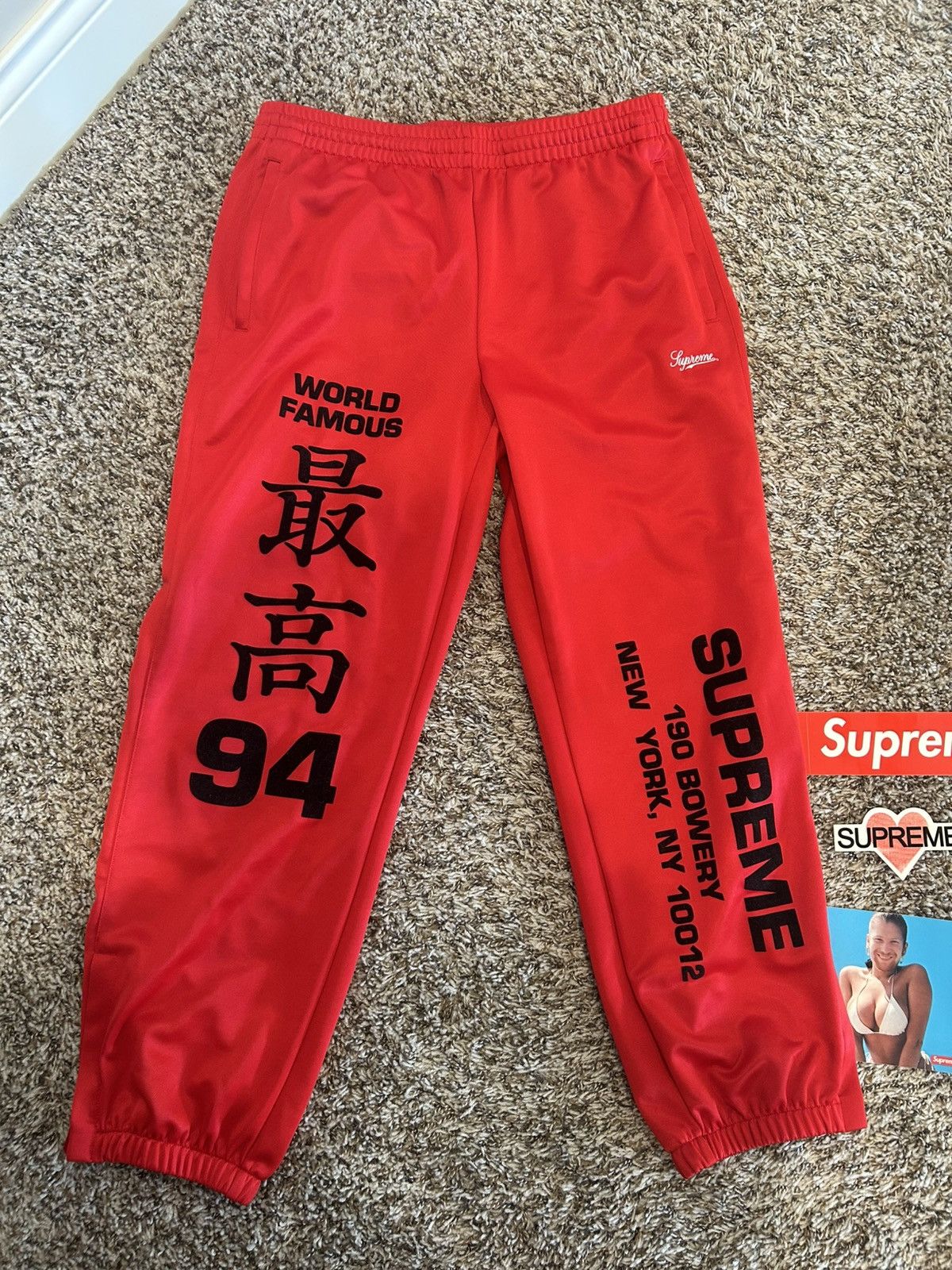 Streetwear × Supreme Supreme Worldwide Tricot Red Track Pants  