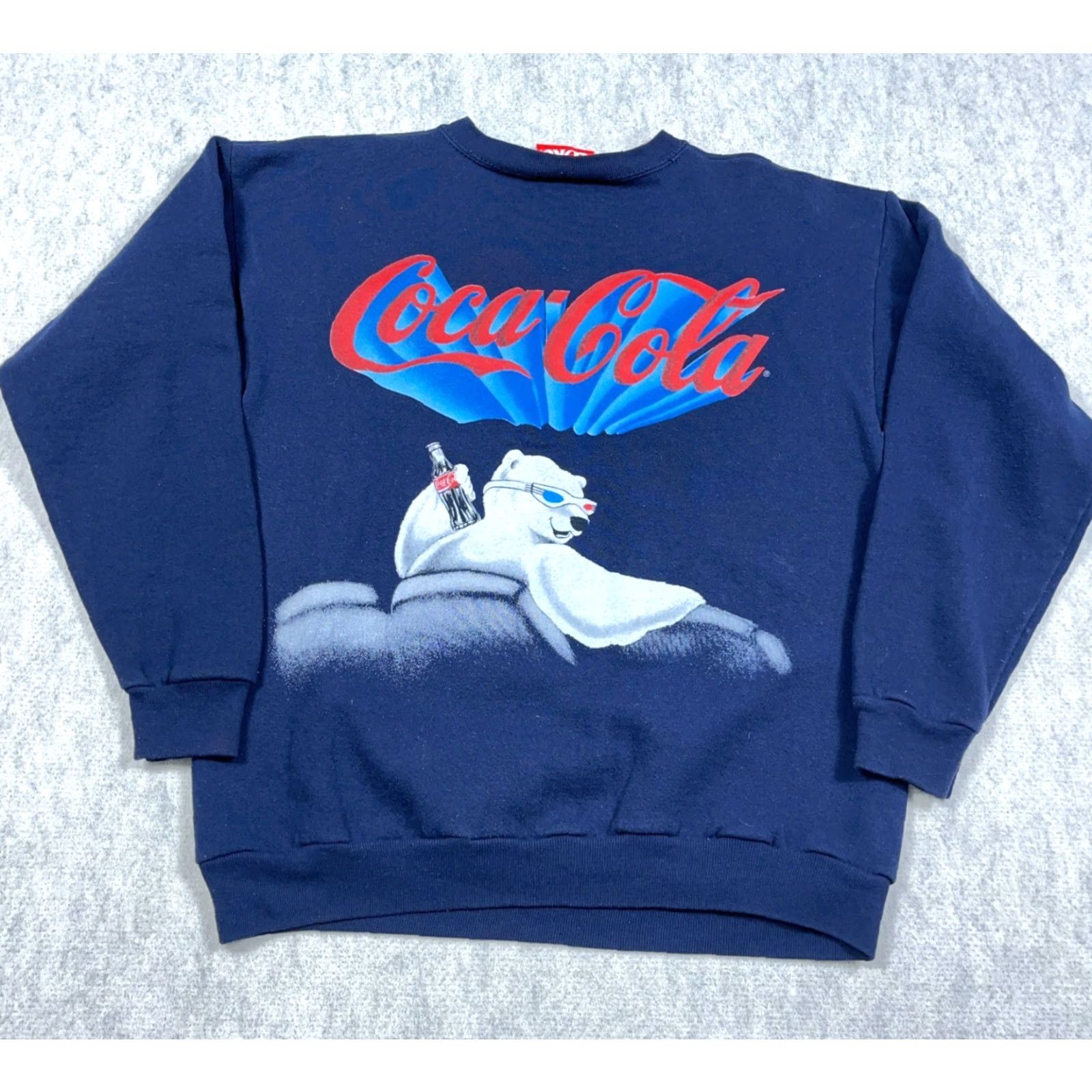Vintage VINTAGE Coca-Cola Sweatshirt Men Large Blue Crewneck Polar Bear 3D Glasses 90s Size US L / EU 52-54 / 3 - 2 Thumbnail