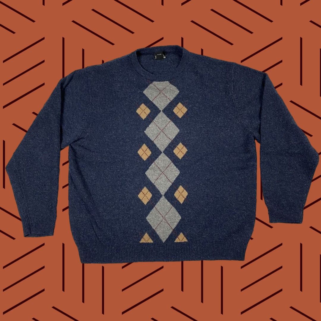 Jos. A. Bank VINTAGE Jos. A. Bank Classic Lambswool Blend Blue Argyle Pullover Sweater Mens Large L Knit Pullover Sweatshirt Cardigan? (Wait) Size US L / EU 52-54 / 3 - 1 Thumbnail