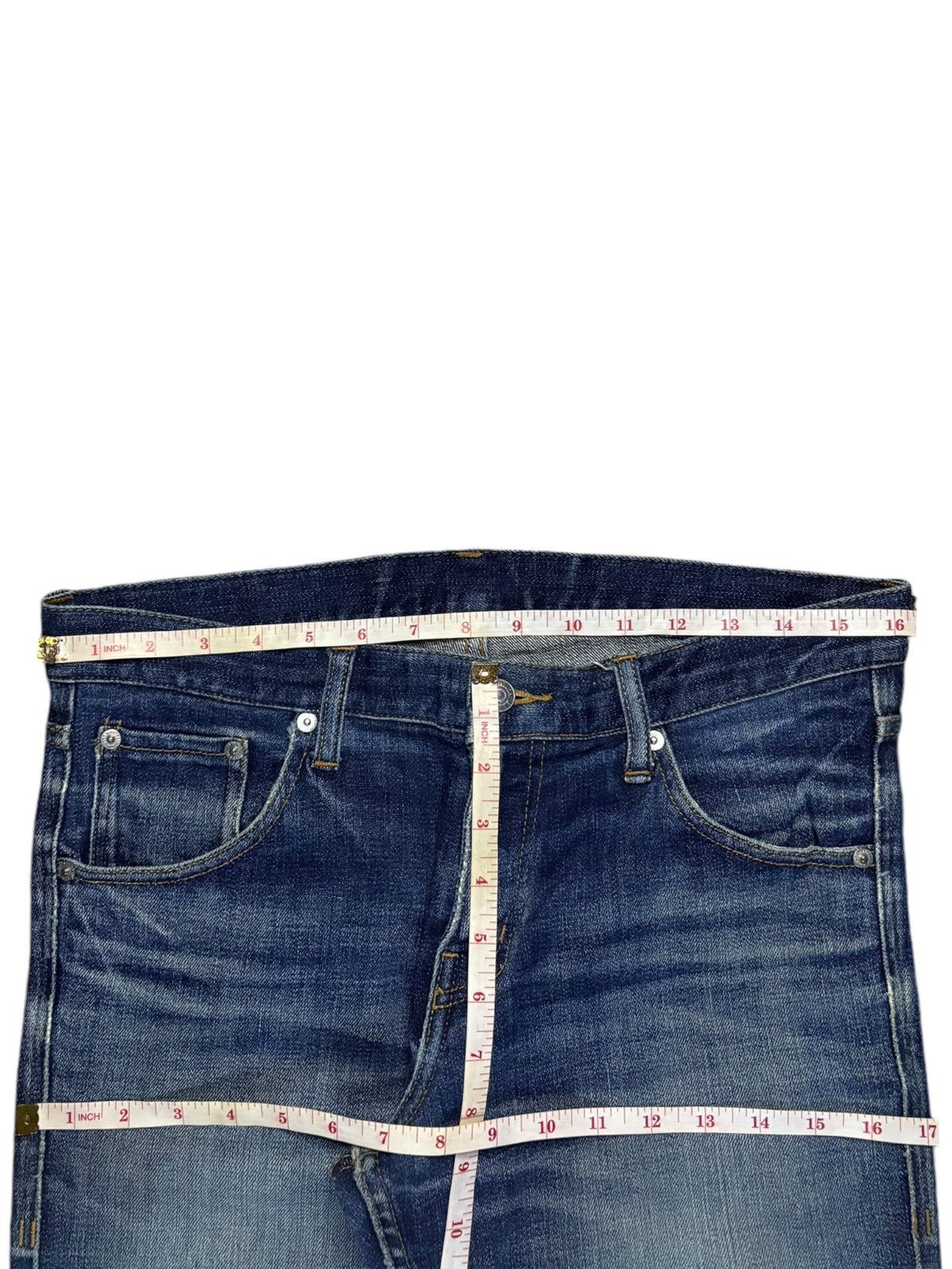 Katharine Hamnett London Vintage Hamnett Faded Blue Wash Distressed Slim Jeans Size US 32 / EU 48 - 12 Thumbnail