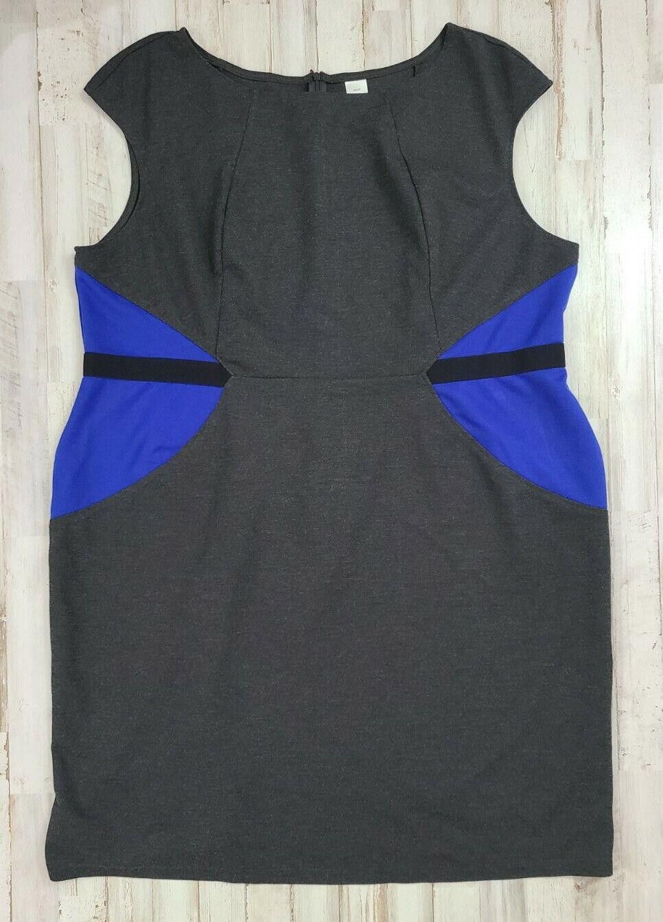Designer Womens Dress 3x Career Sheath Color block Gray Blue Size 3XL / US 20-22 - 1 Thumbnail