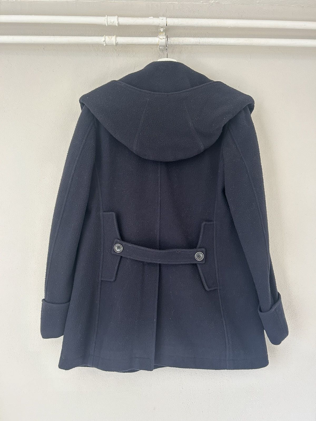 Versace Navy Wool Double-Breasted Peacoat with Cowl Hood Size US L / EU 52-54 / 3 - 2 Thumbnail