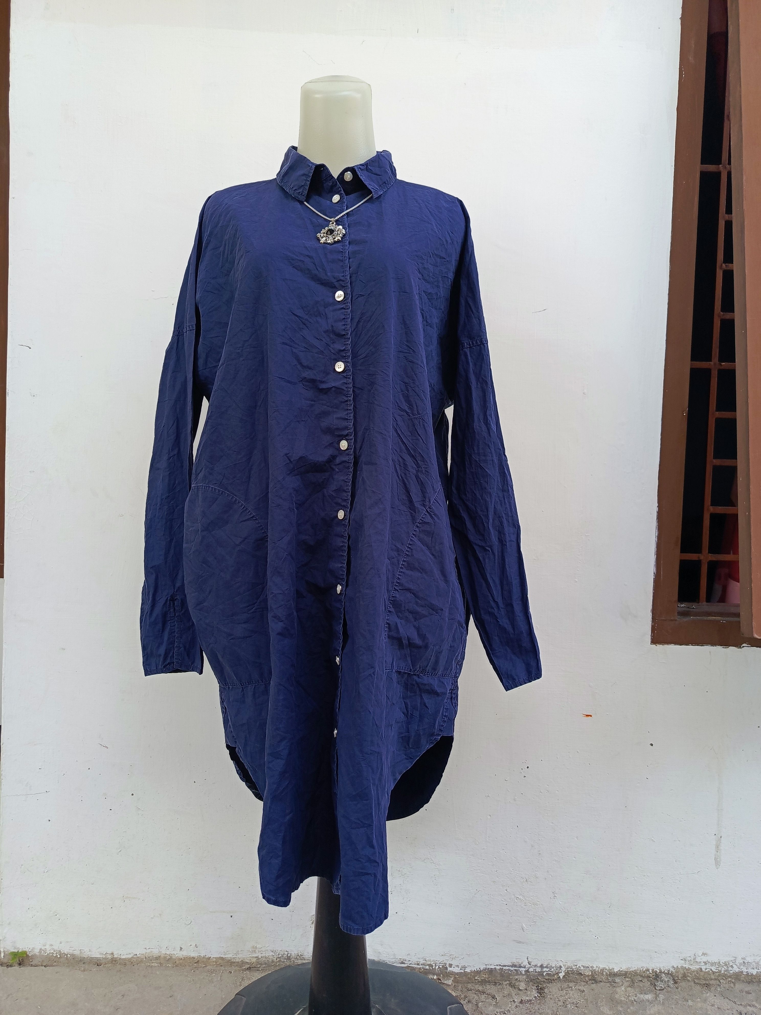 Acne Studios Acne Studios Navy Button Up Long Shirt Dress Oversized Fit Size XXS / US 00 / IT 34 - 1 Thumbnail