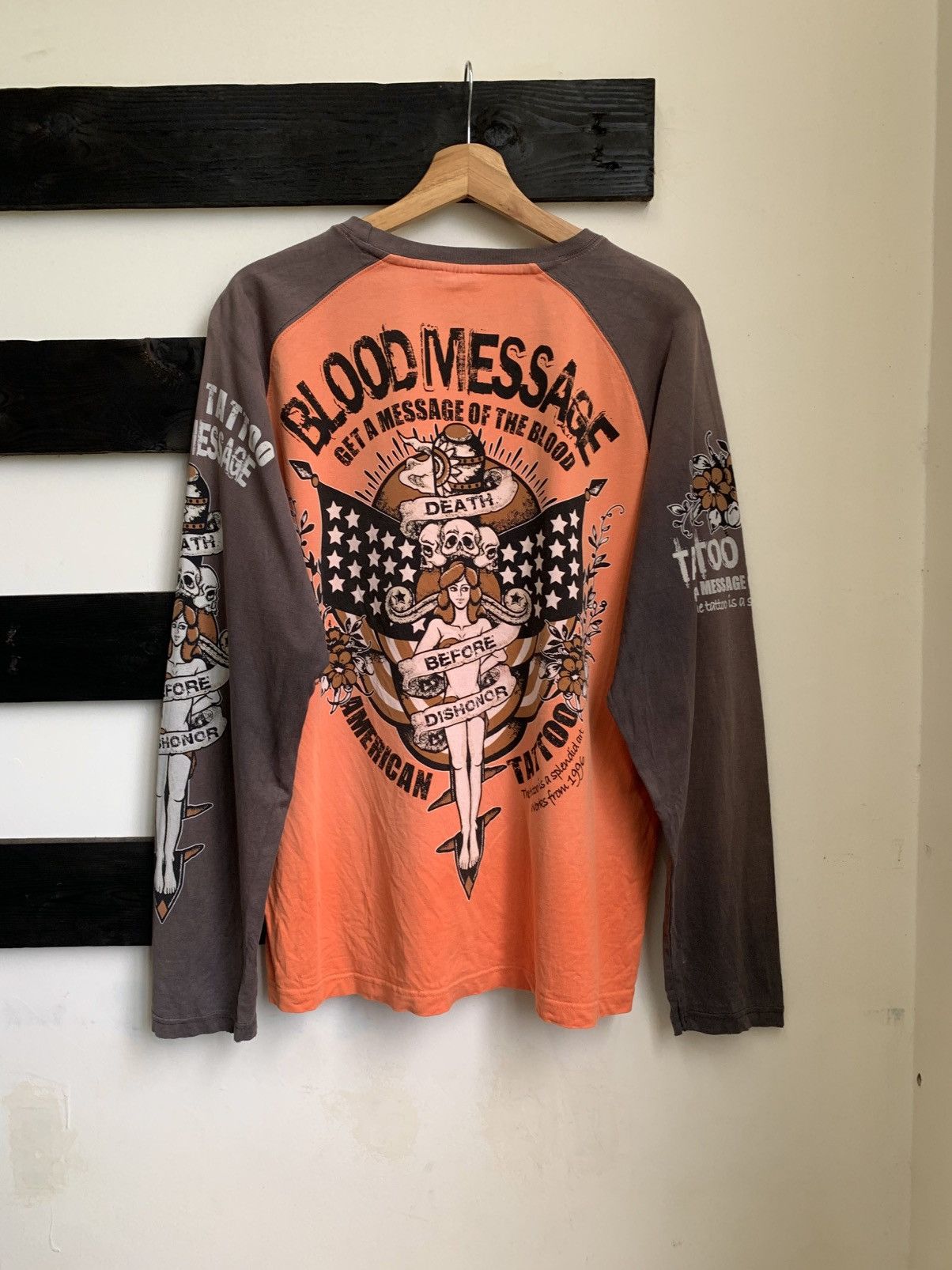 Affliction Distressed Sunfaded Blood Message Tatoo by Ted Company Shirt Size US L / EU 52-54 / 3 - 2 Thumbnail