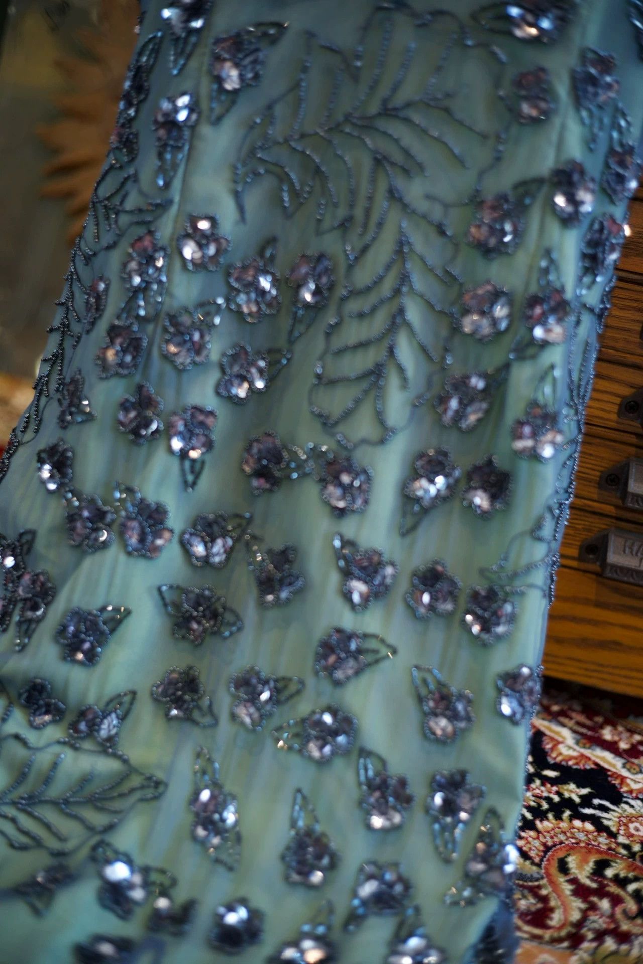 Vintage Vintage Goth Witch Silk Beaded Floral Asymmetric Dress M/L Size M / US 6-8 / IT 42-44 - 9 Thumbnail