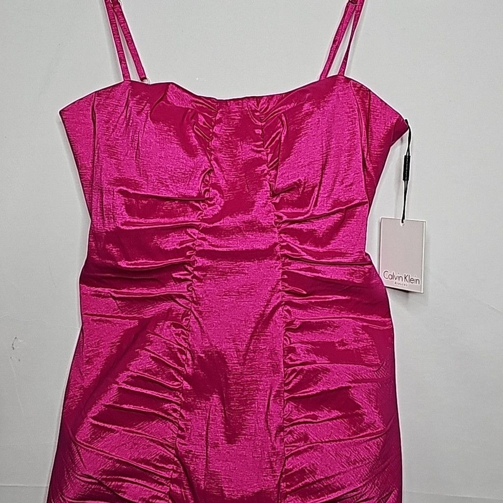 Calvin Klein NWT Calvin Klein shimmer Taffeta fuschia pink ruched dress 6 Size M / US 6-8 / IT 42-44 - 2 Thumbnail