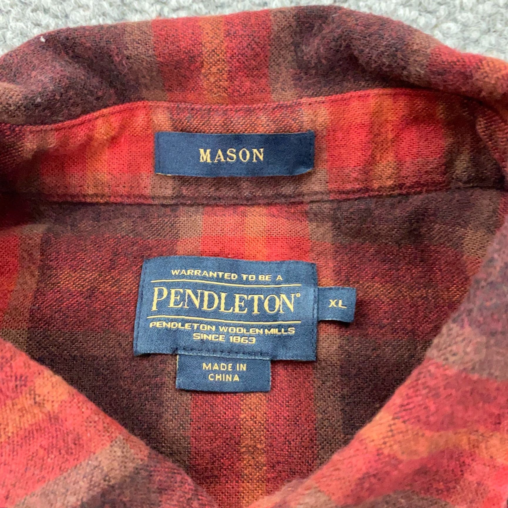 Pendleton VINTAGE Pendleton Shirt Mens XL Red Plaid Flannel Button-Up Long Sleeve with Pockets Size US XL / EU 56 / 4 - 4 Thumbnail