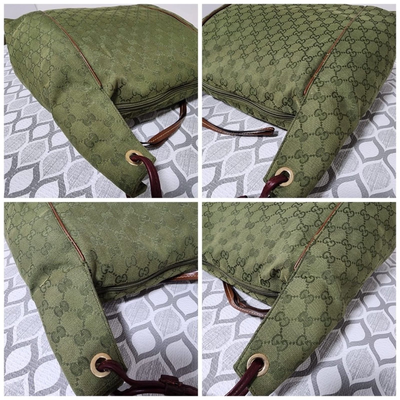 Gucci Authentic Gucci GG Canvas Zip Shoulder Bag Green/Brown Size ONE SIZE - 8 Thumbnail