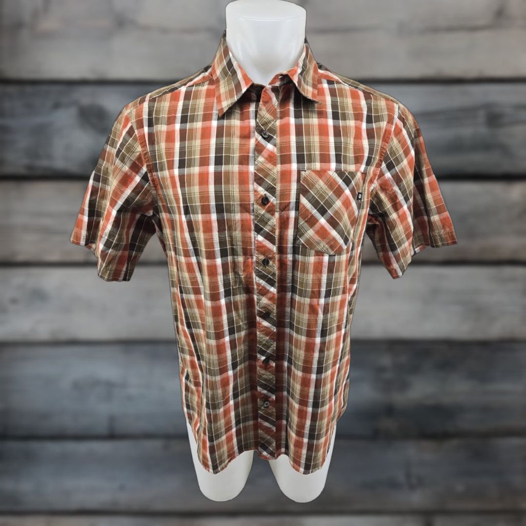 Marmot Marmot Mens Brown Orange Plaid Short Sleeve Button Up Shirt Size Large Size US L / EU 52-54 / 3 - 1 Thumbnail