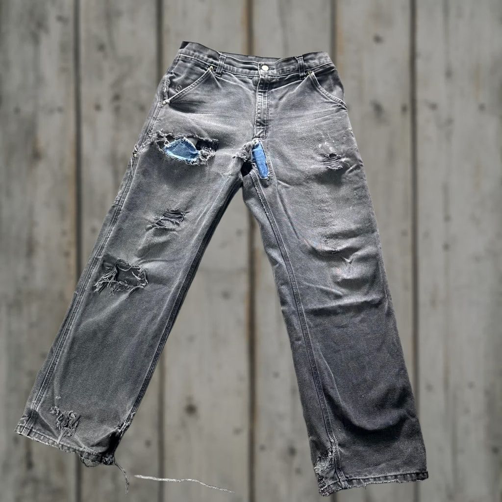 Carhartt VINTAGE Carhartt Pants Mens 33x30 Gray Denim Carpenter Relaxed Distressed Pants Men's Gray Denim Carpenter Workwear 90s Mens Size US 33 - 1 Thumbnail