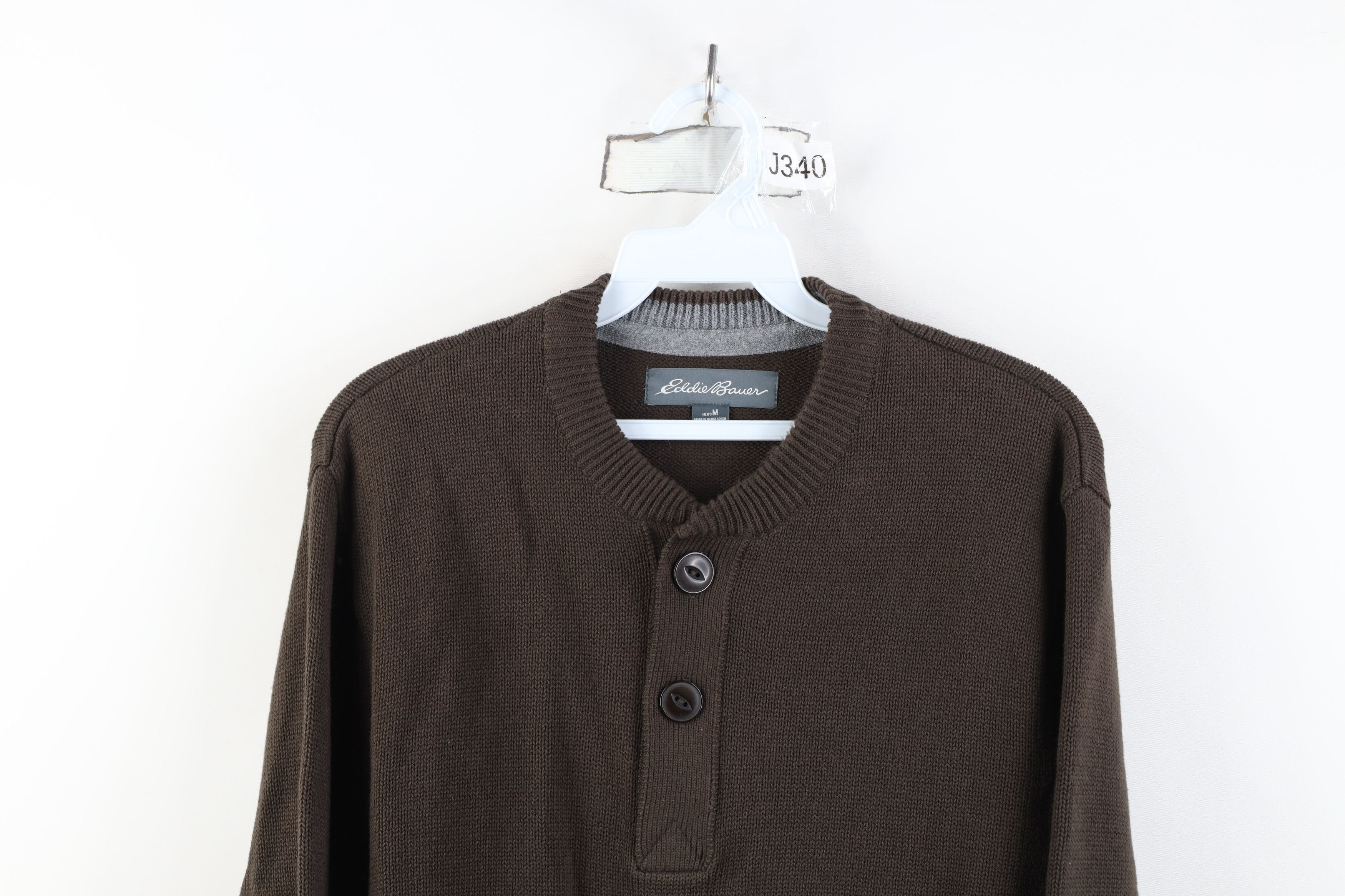 Eddie Bauer Vintage Eddie Bauer Cotton Ribbed Knit Henley Sweater Brown Size US M / EU 48-50 / 2 - 2 Thumbnail