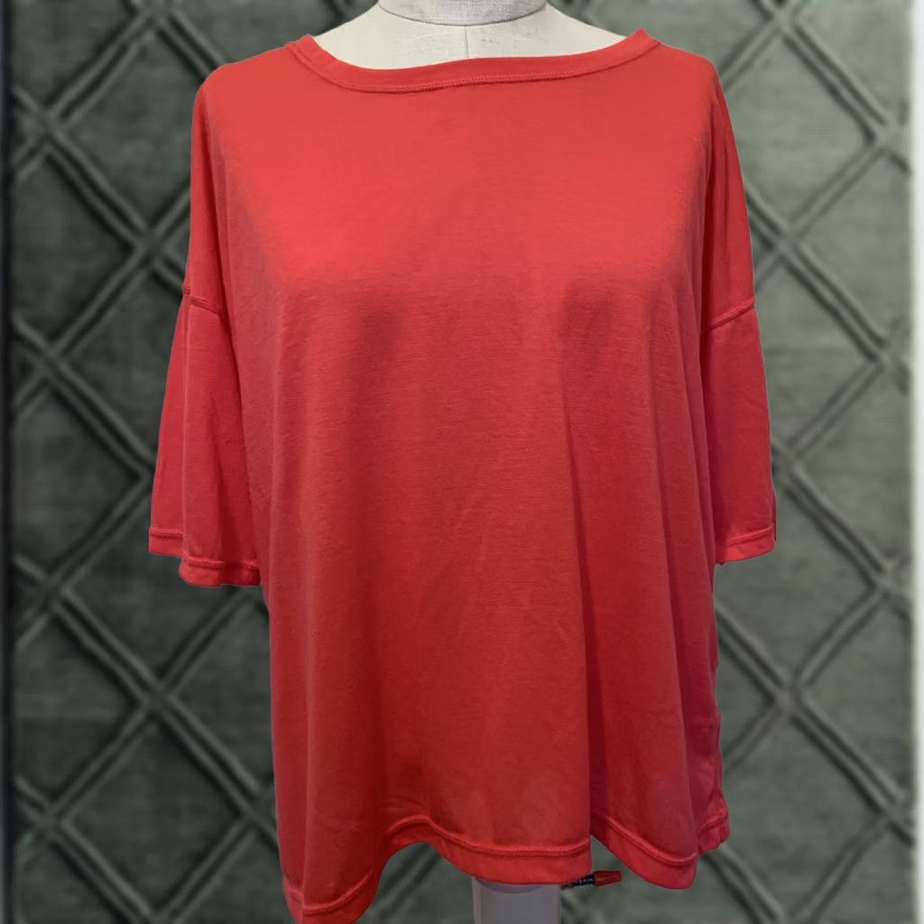 Calvin Klein CALVIN KLEIN WOMEN'S TOP Pink Open Back Short Sleeve Size-L Knit Back Detail Casual Regular Fit Women Size L / US 10 / IT 46 - 1 Thumbnail
