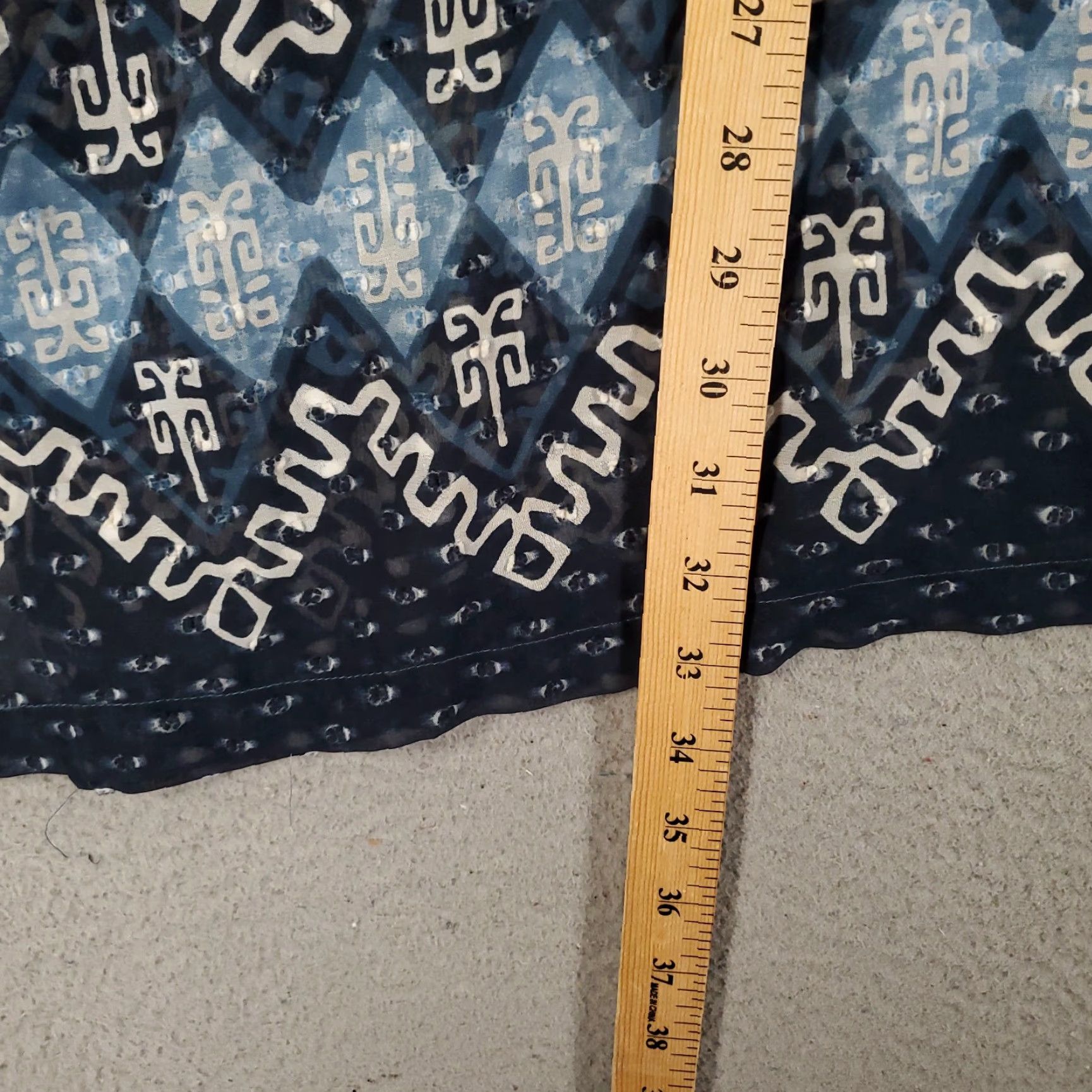 Vintage Multiples Blouse Womens XL Blue Geometric Asymmetric Hem Bell Sleeve Sheer Tunic Size XL / US 12-14 / IT 48-50 - 3 Thumbnail