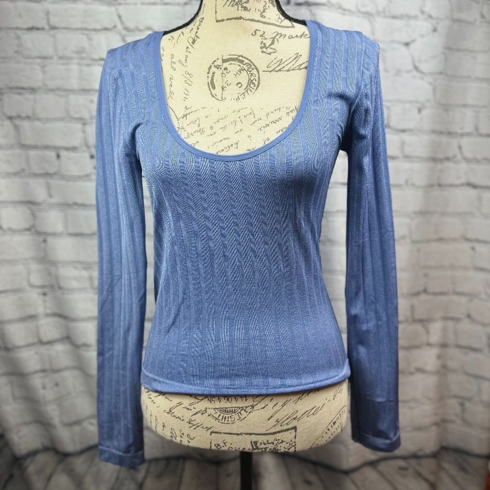 Free People Free People Scoop Long Sleeve Lucky U Layering Top Blue M/L Size L / US 10 / IT 46 - 4 Thumbnail