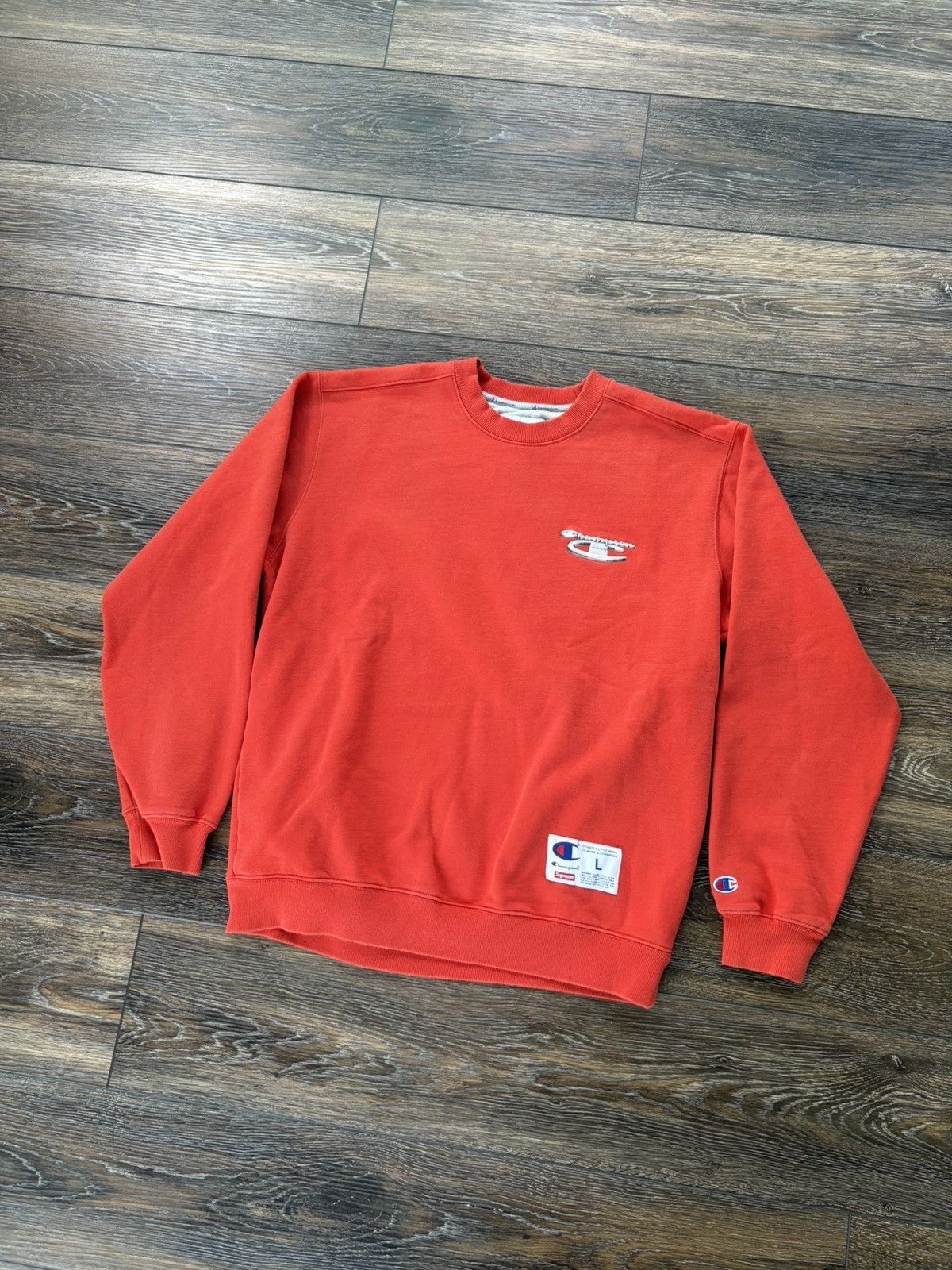 Supreme Champion 3D Metallic Crewneck Sweatshirt Ash Grey | Grailed