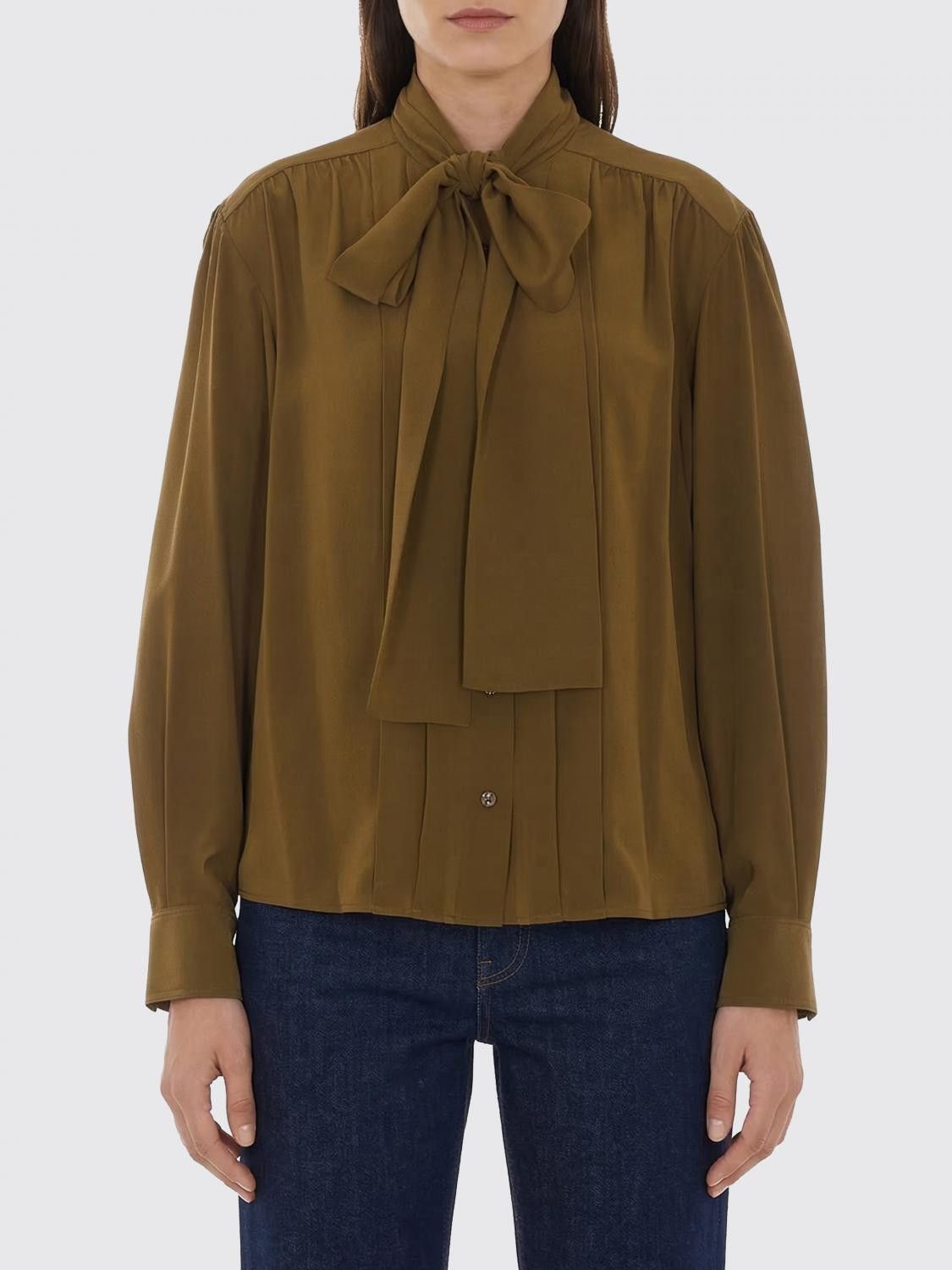 Saint Laurent Paris Saint Laurent Shirt Woman Green Size S / US 4 / IT 40 - 1 Thumbnail